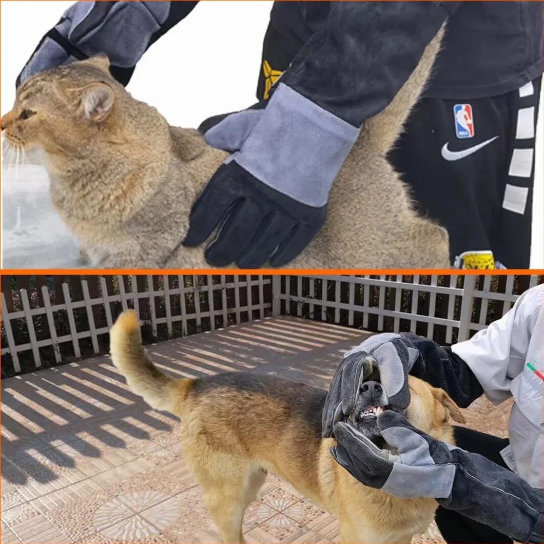 WZQH 60 CM/23,6 Pollici, Guanti per il Trattamento di Animali in Pelle, per Prendere Gatto, Addestramento Cane. Guanto Anti Morso per Gatti, Cani, Uccelli, Aquile, Serpenti. antigraffio