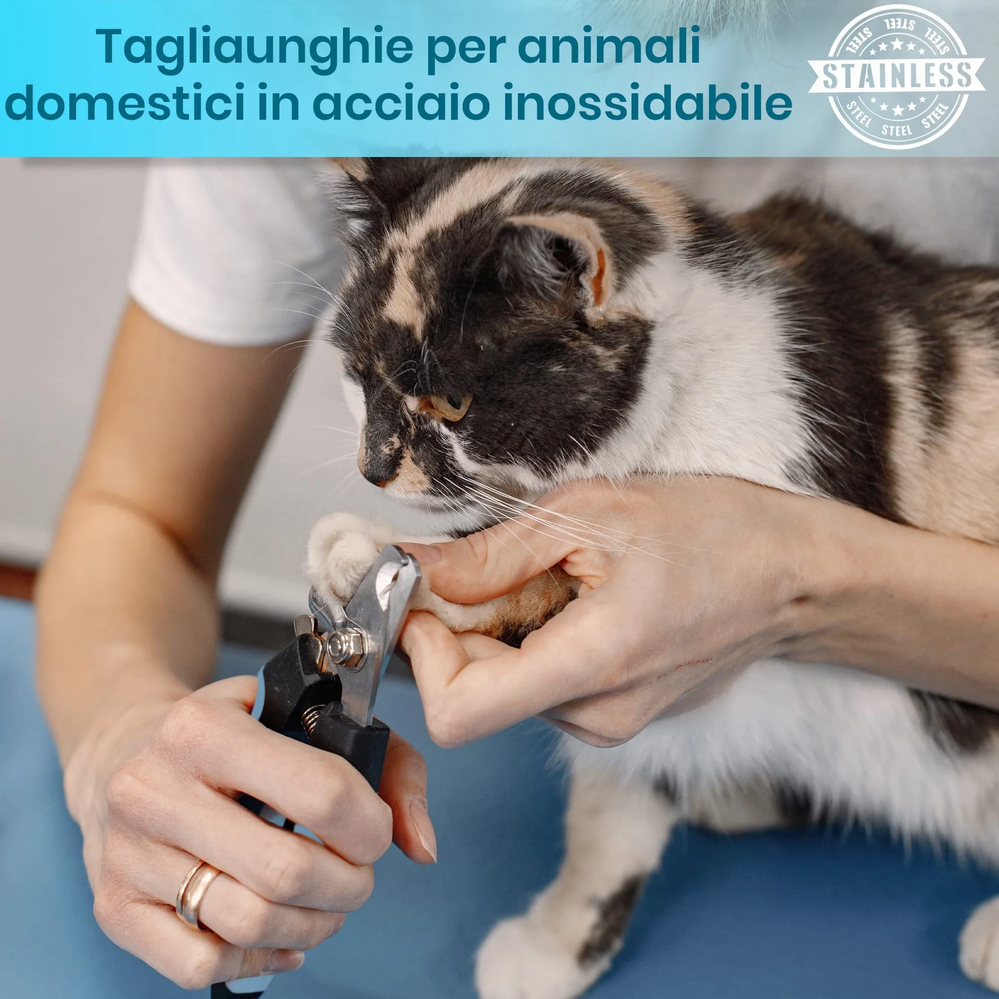 CANDURE Tagliaunghie Cane e Gatto con Guardia per Protezione Cani - Acciaio Inossidabile Tagliaunghie Gatto Professionale per Veterinaria e Uso Personale (Blu, Grande a Medio)