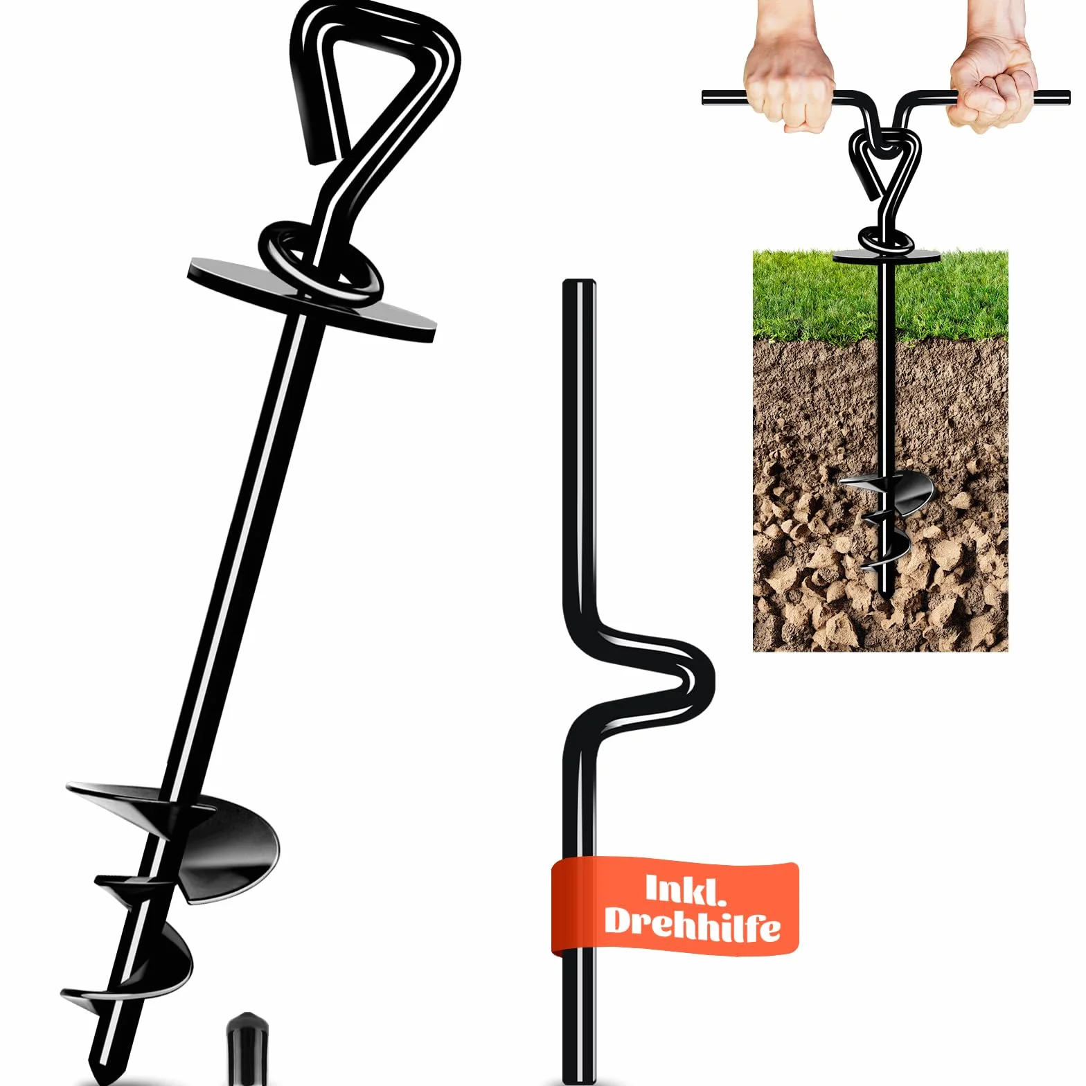 Ancoraggio a Terra per Cani, Picchetti Ancoraggio per Cani di Piccola Media Grande Taglia fino a 220 Libbre, Antiruggine Paletto a Spirale per Cani per Giardino, Cortile, Campeggio, Spiaggia