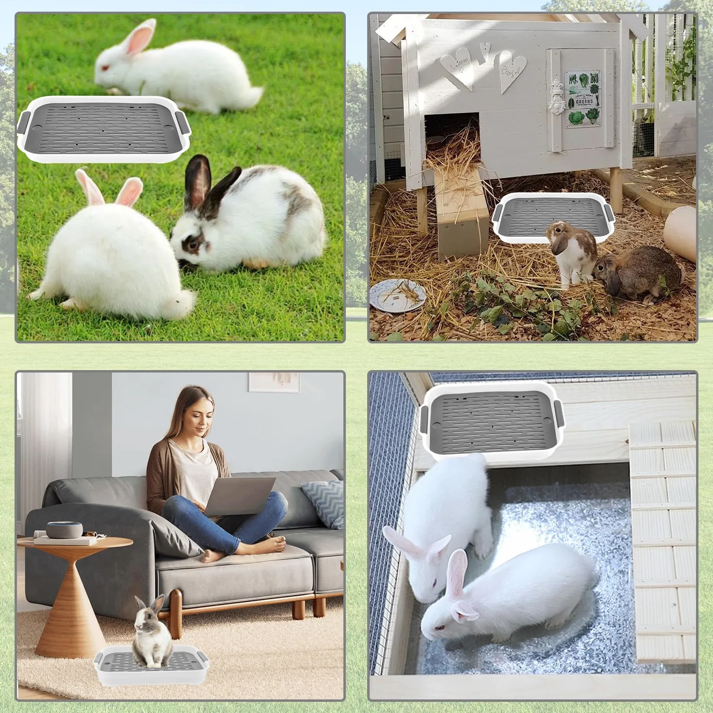 Lettiera per Coniglio e Piccoli Animali - Vasino, Cassetta, Toilette Con Filtro per la Pulizia (Grigio)