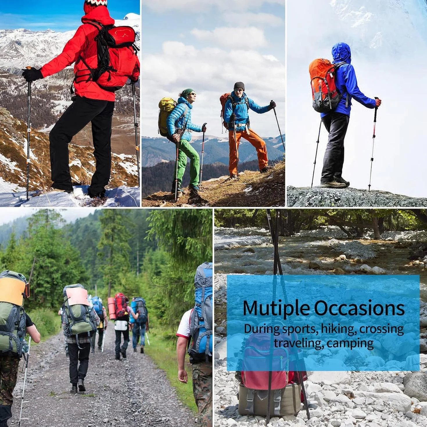 Bastoncini da Trekking Gomma Tappi Punta Nordic Walking Cuscinetti per Asfalto Ghiaia Montagne