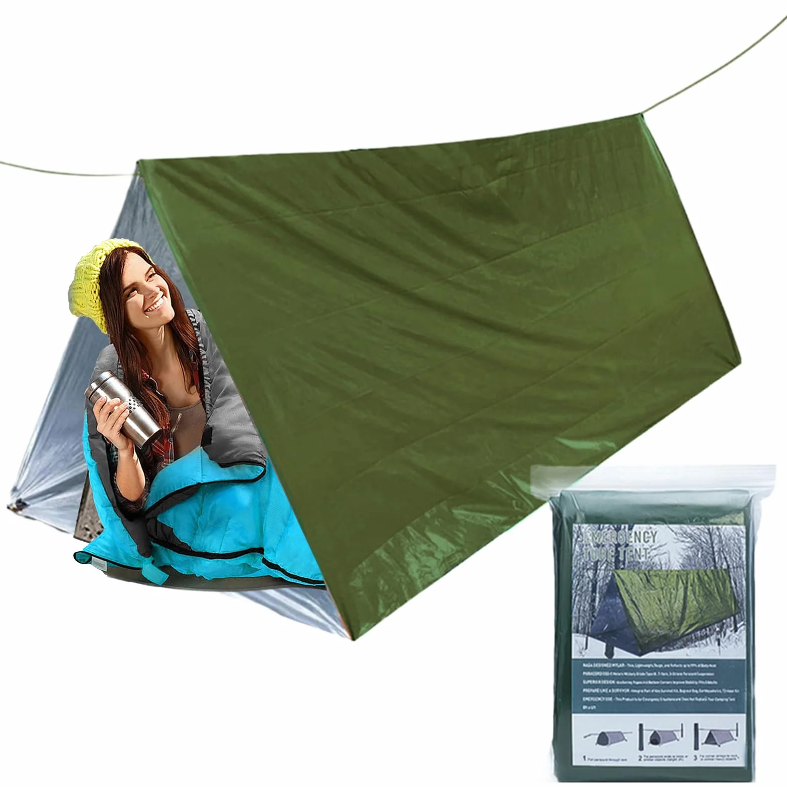 Telo termico sopravvivenza campeggio kit sacco a pelo leggero riflettente impermeabile alpinismo escursionismo