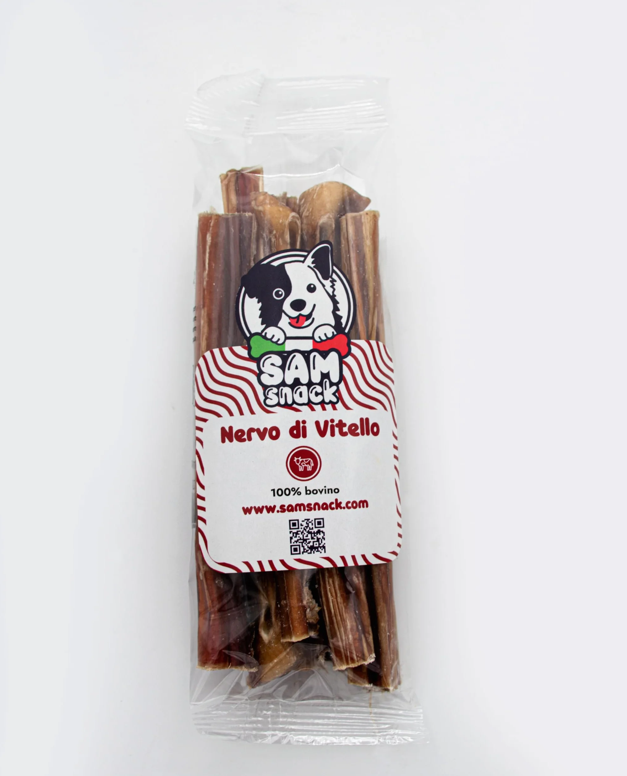 Sam Snack Nervo di vitello per cani 100% naturale 15 CM masticativi premium dieta BARF CANI TAGLIA EXTRA PICCOLA E PICCOLA (12 PZ)