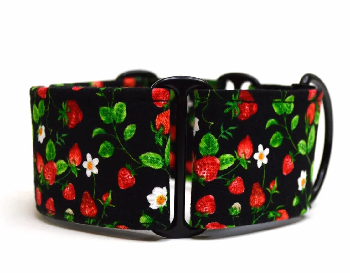 Wakakán Collare per cani martingale Strawberry Field fatto a mano Spagna