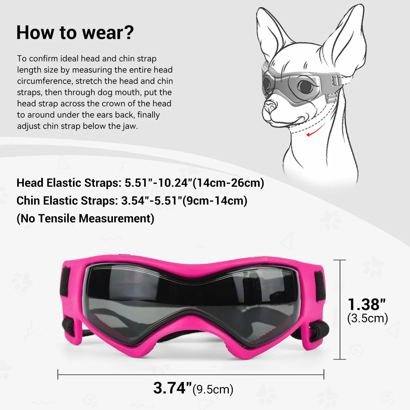 Occhiali da sole per cani Extra Piccoli XS Cani Moto Occhiali con Elastico Regolabile Chihuahua Occhiali da sole - Rosa, XS