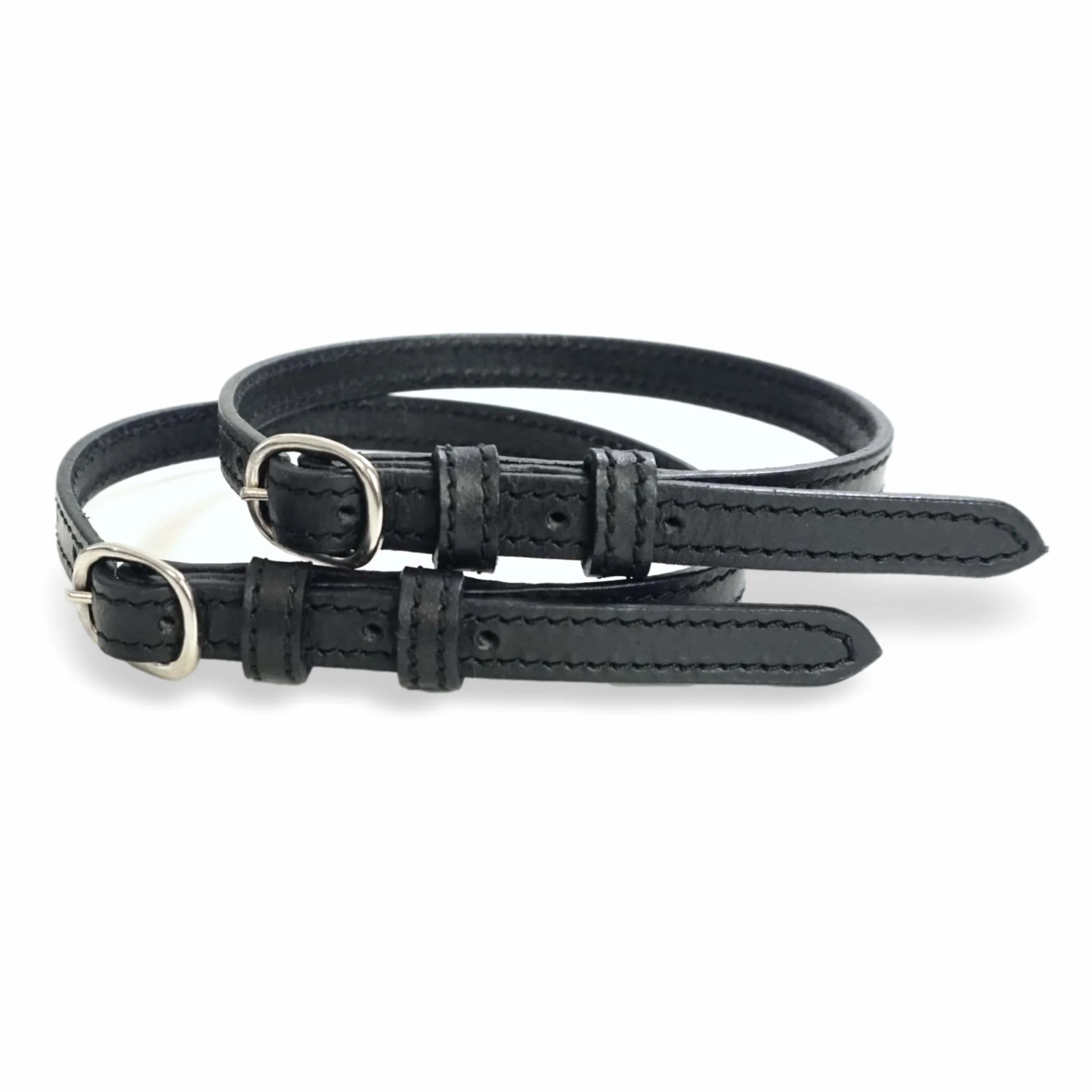 Pferdelinis Cinghie per spore in pelle, 2 pezzi, in pelle, per spore, cinturino di ricambio regolabile, perfetta tenuta spore da equitazione (nero)