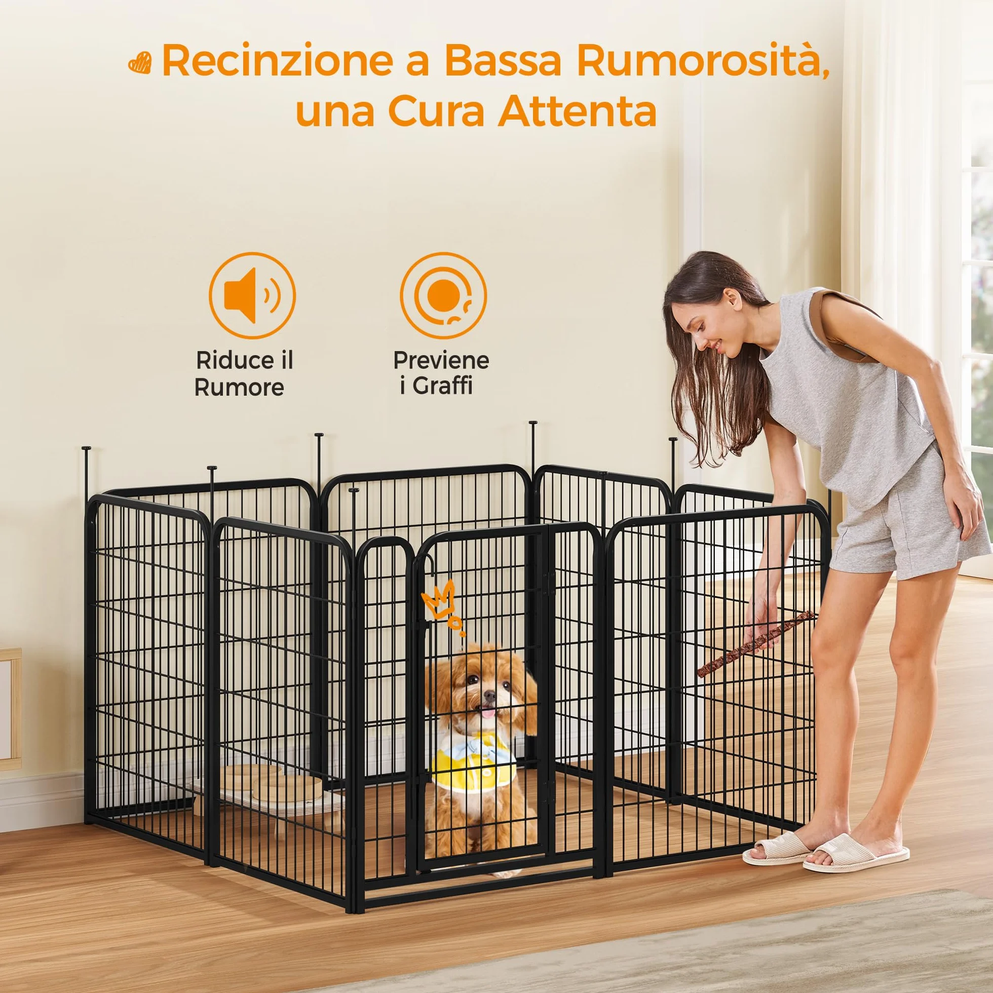 Yaheetech Recinto per Cani Cuccioli Conigli Gatti Ferro 65x80 cm Pieghevole e Portatile 8 pz