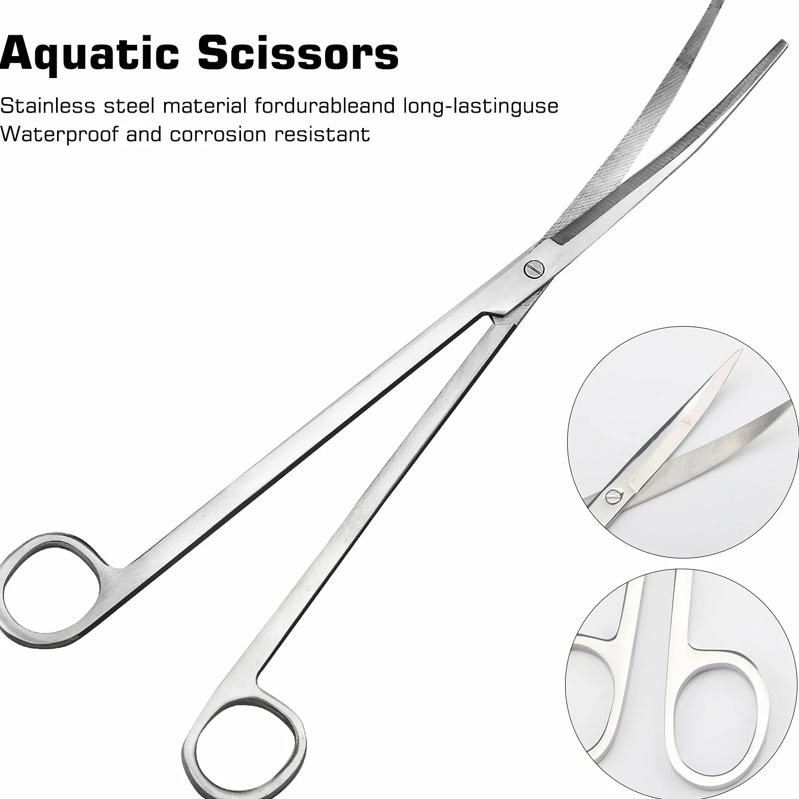 Winfred Set attrezzi acquario 4 in 1 pinze piante acquatiche forbici spatola kit pulizia pesci argento