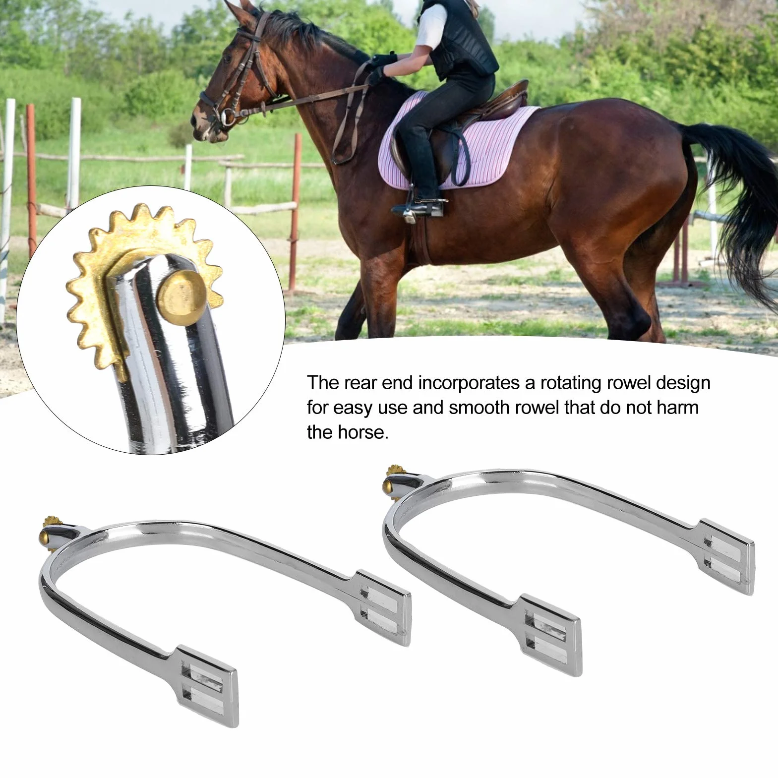 Speroni da Equitazione, speroni da Cavallo con Rotella in Rame Girevole per l'intrattenimento per l'addestramento dei Cavalli per la Competizione equestre