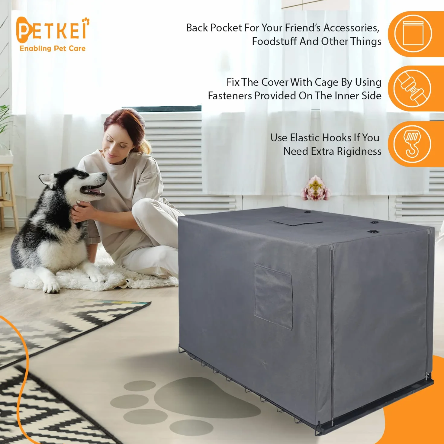 Copertura per gabbia cane media resistente poliestere rivestito poliuretano 1-2 porte finestra rete