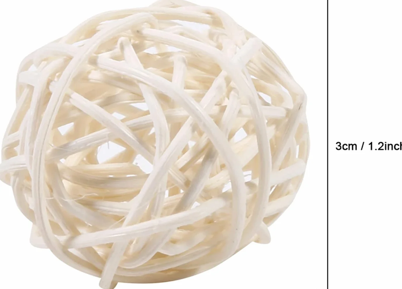 Voarge 10 Palline di Vimini Naturale per Pappagalli, Giocattolo da Masticare in Rattan 3 cm