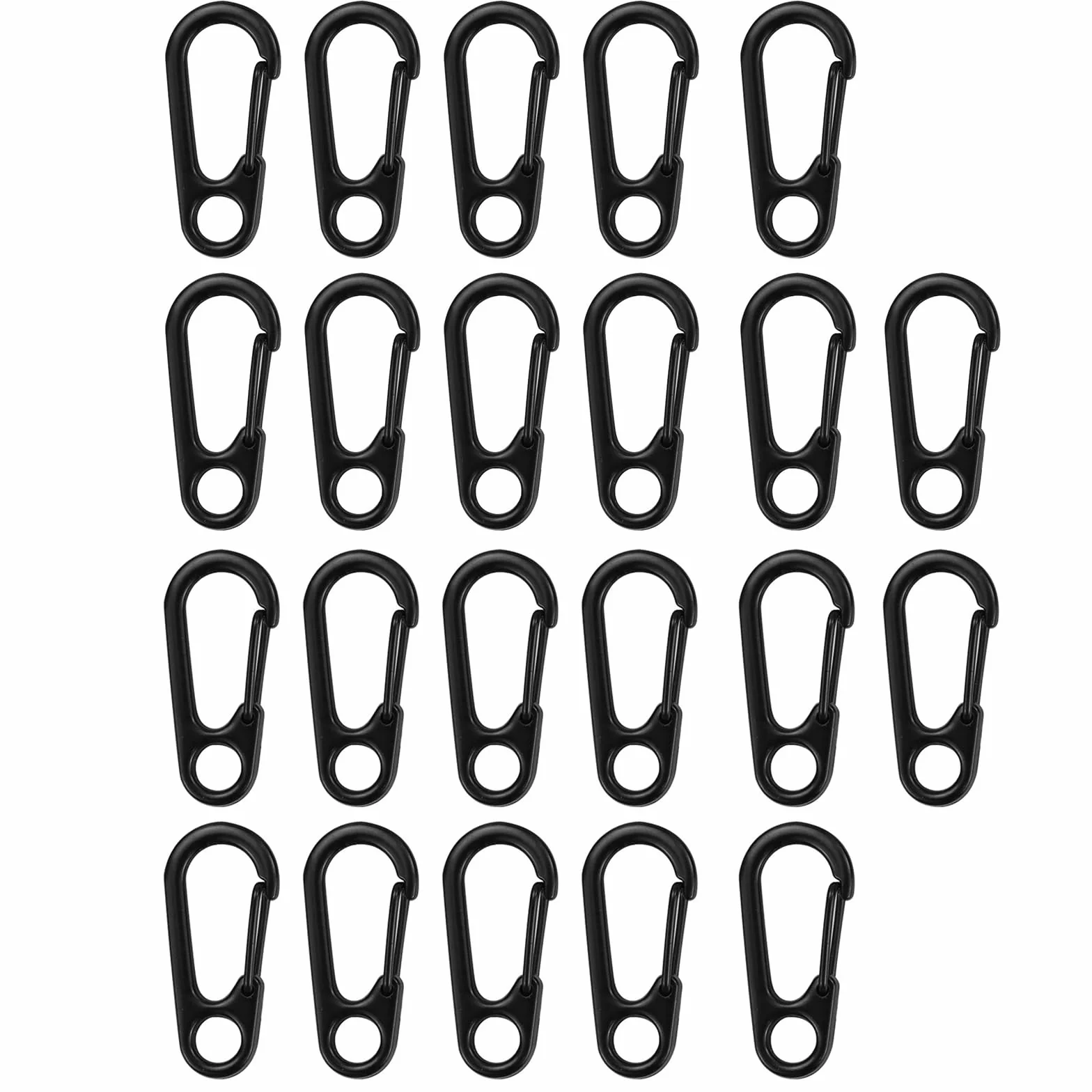 22 Mini Moschettone, Portachiavi, Moschettone, Arrampicata, Campeggio, Nero, Zinco, Ovale