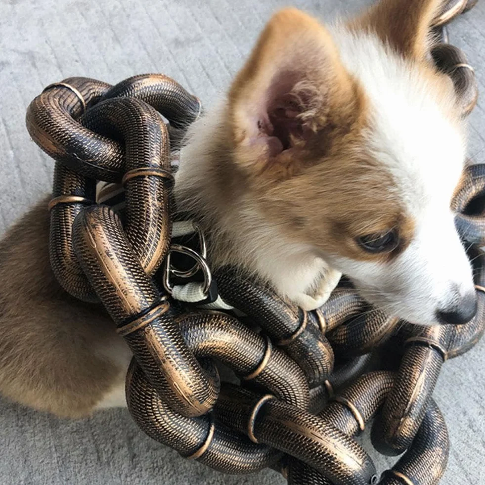 Falsa catena grande per cani, interessante catena realizzato in materiale plastico che imita la catena di ferro, solo per cani di piccola taglia, gatti e cuccioli, chihuahua, barboncino toy,