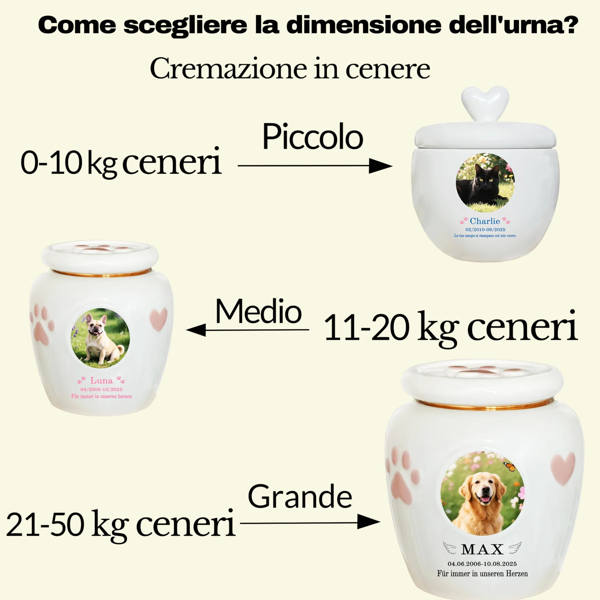 Urna per animali domestici personalizzata in ceramica fatta a mano per gatti e cani ceneri Medio
