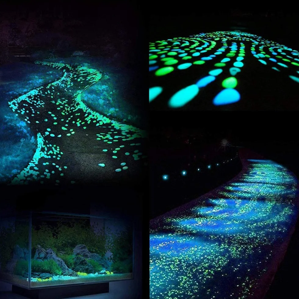 300 Pezzi Profondo Blu Pietre Luminosi Ciottoli Luminosi Fluorescenti Luminose Incandescenza nel Buio Pietre Rocce Ghiaia per Giardino Acquario Decorazione 17-13mm