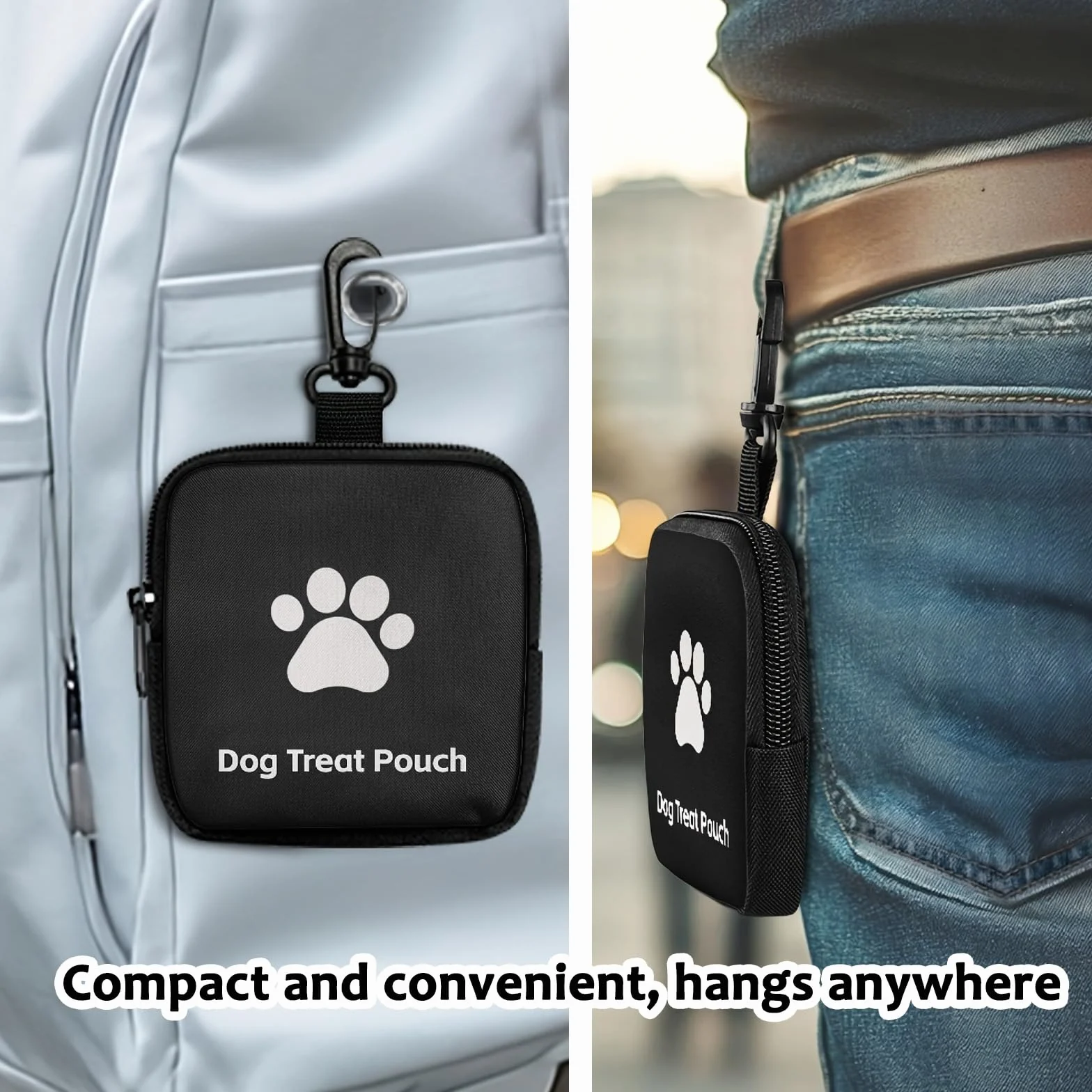 2 Pezzi Porta Premietti per Cani Borsa, Borsa Addestramento Cane Porta Premietti per Cani con Cerniera e Moschettone, Portas Croccantini Cane, per Viaggi, Uso Esterno (Rosso, Nero)