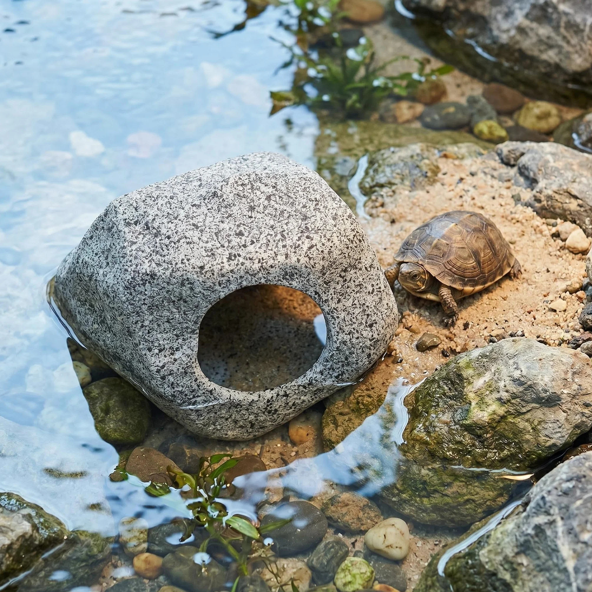 SpringSmart Grotta rocciosa per animali acquatici da riprodurre, giocare e riposare, ornamenti in ceramica sicuri e atossici, pietra decorativa per Betta