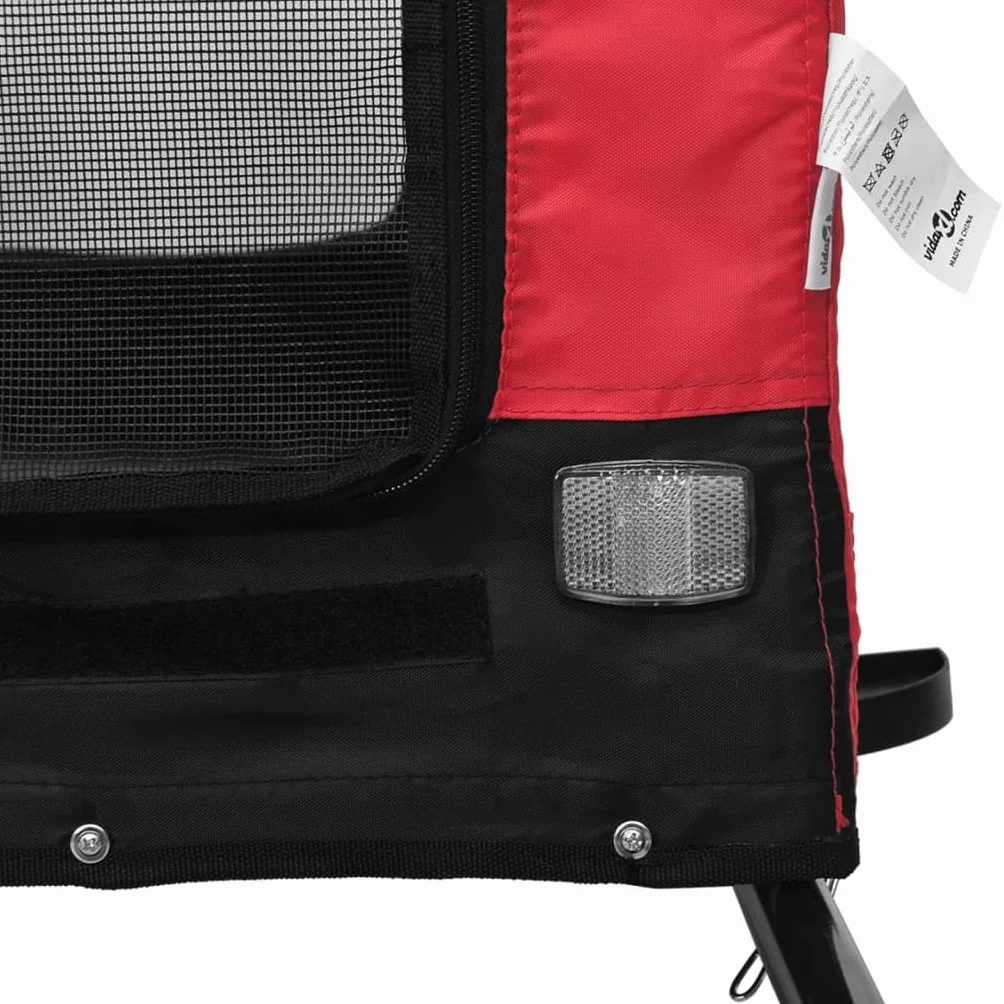 vidaXL Rimorchio da Bici per Animali Rosso e Nero Oxford e Ferro