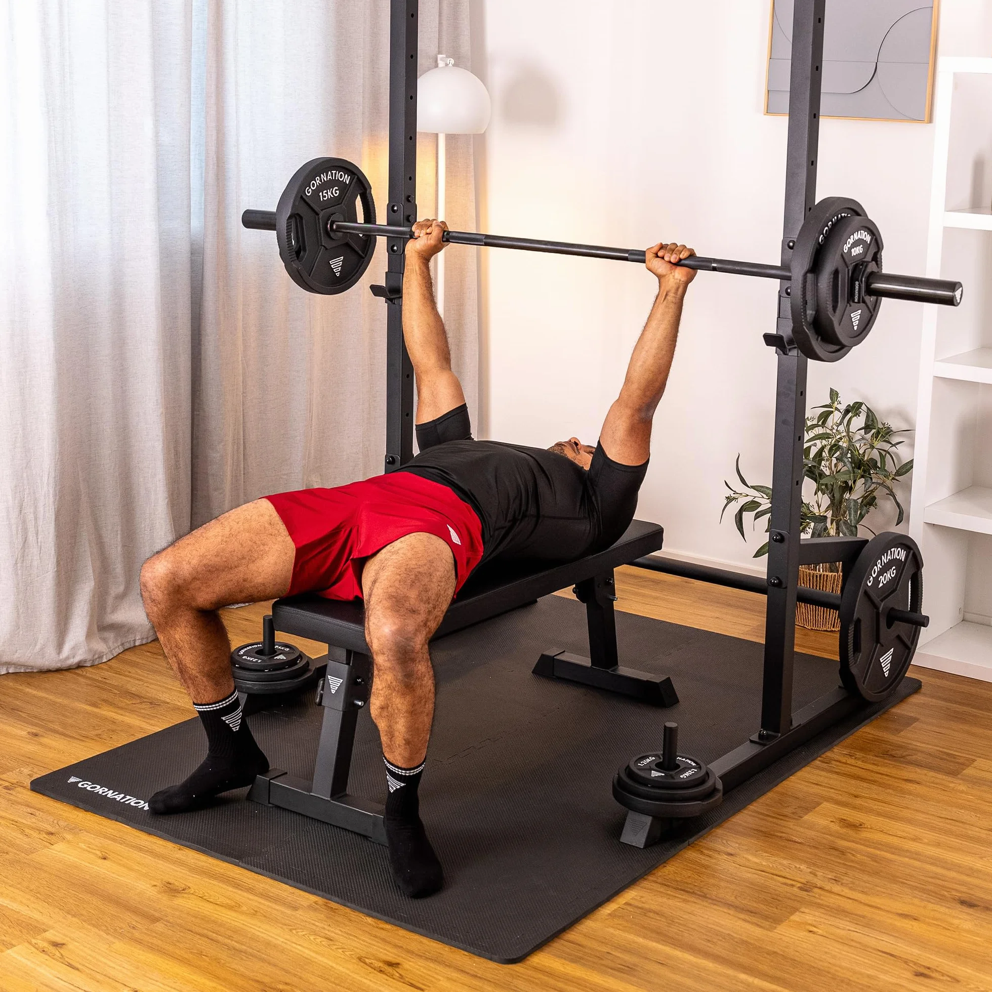 GORNATION Tappeto Palestra Antiscivolo, Tappetino per palestra in Gomma Antiscivolo, Tatami morbido per Palestra, Ideale per Home Gym, Protezione del Pavimento