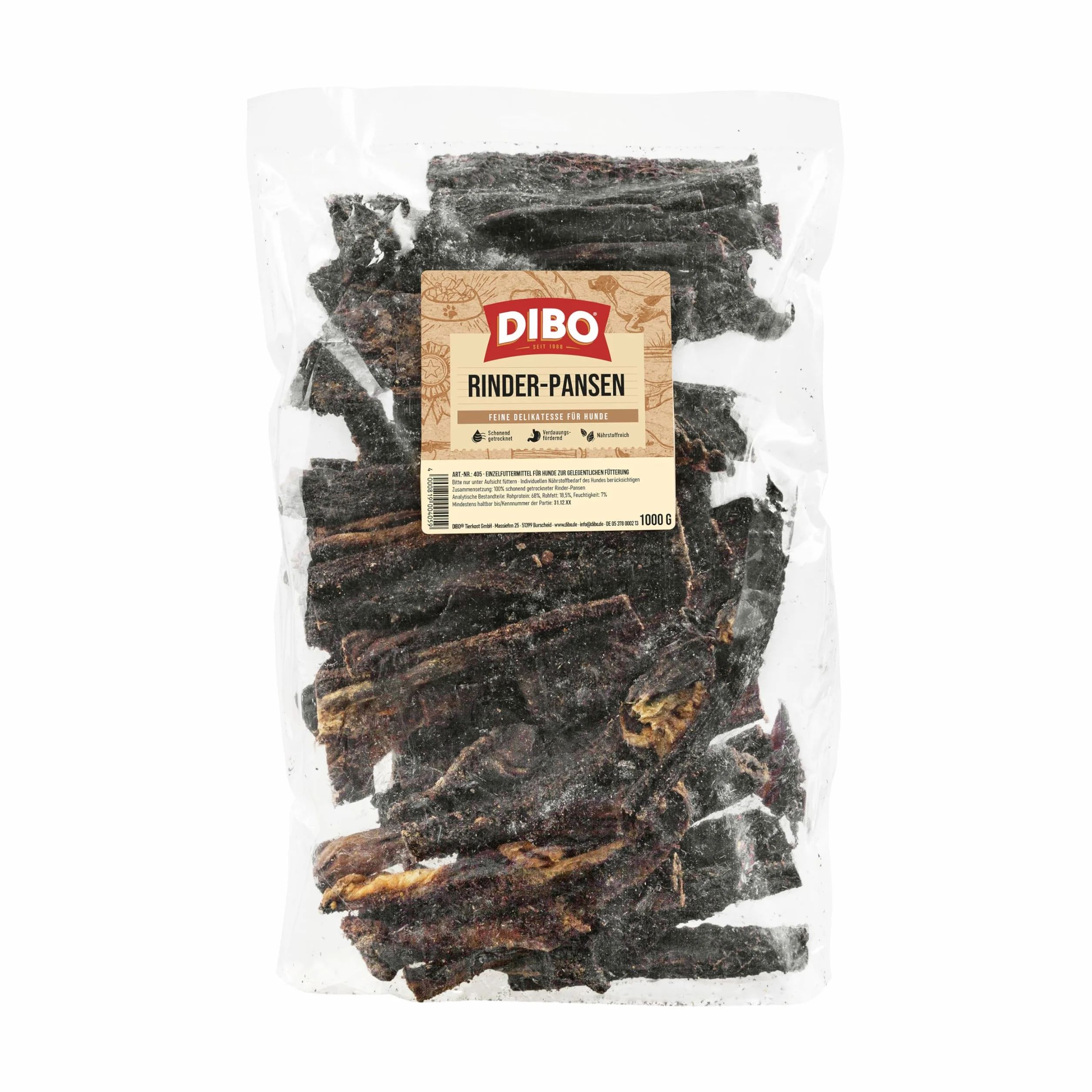 DIBO Pane di manzo, 1000 g, il piccolo snack naturale o dolcetti per mezzo, cibo per cani, articoli da masticare di qualità senza prodotti chimici
