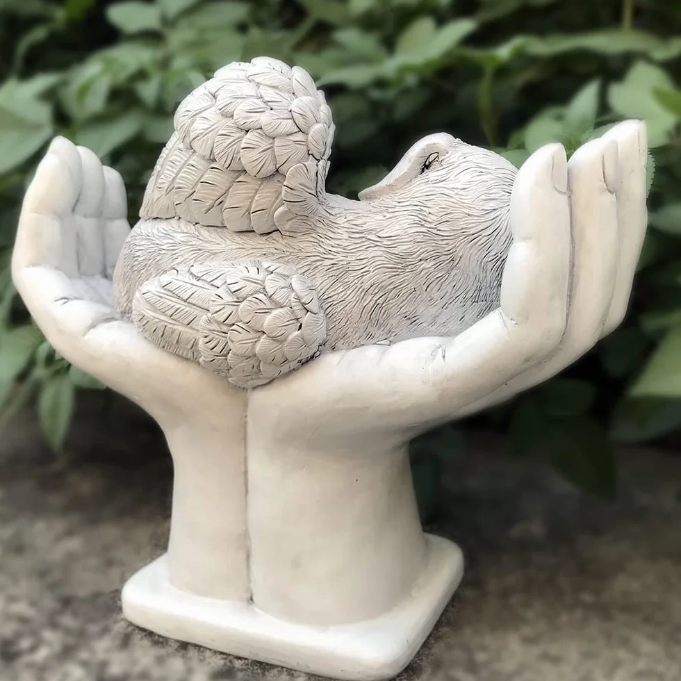WouND Pietra commemorativa per tomba di cane o animale domestico, con angelo commemorativo nelle mani di Dio, pietra lapide da giardino, in ricordo di un animale domestico perso, 17,8 cm (H)