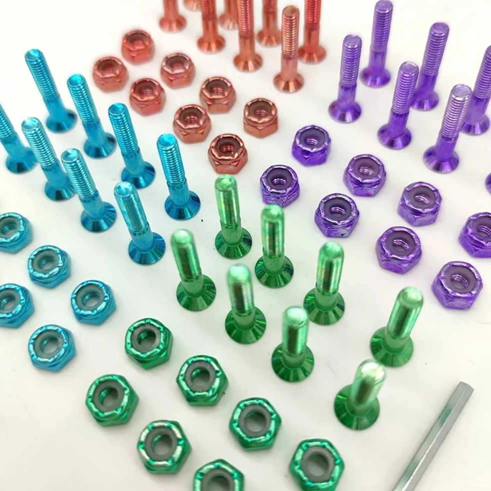 Skateboard Hardware Set 8pcs Carbon Steel Viti Dadi Chiave Viola