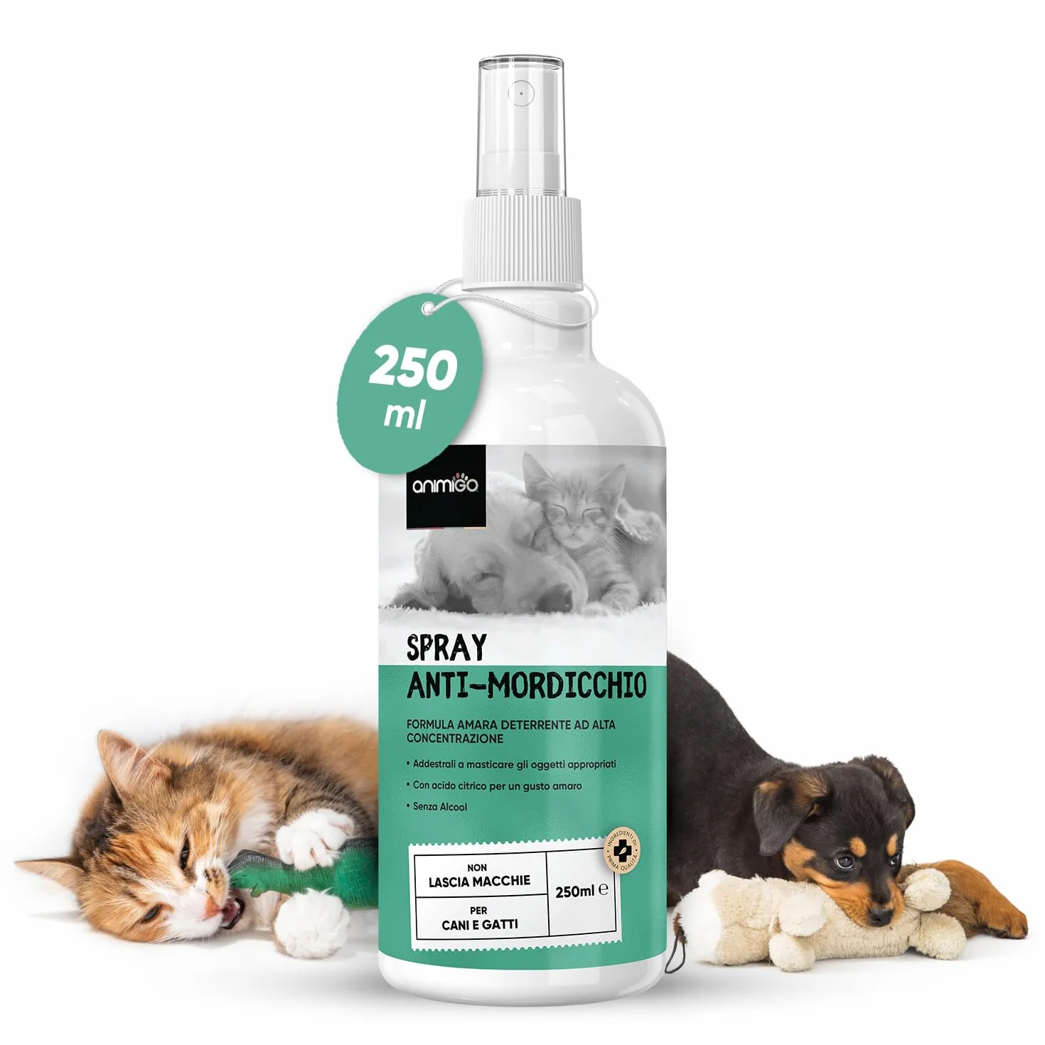 Spray Repellente per Gatti e Cani 250ml, Sapore Amaro, Dissuasore per Gatti e Cani, Spray Anti Graffi Gatto e Cane con Ingredienti Naturali, Disabituante Gatti, Spray Repellente Per Cani Senza Alcool