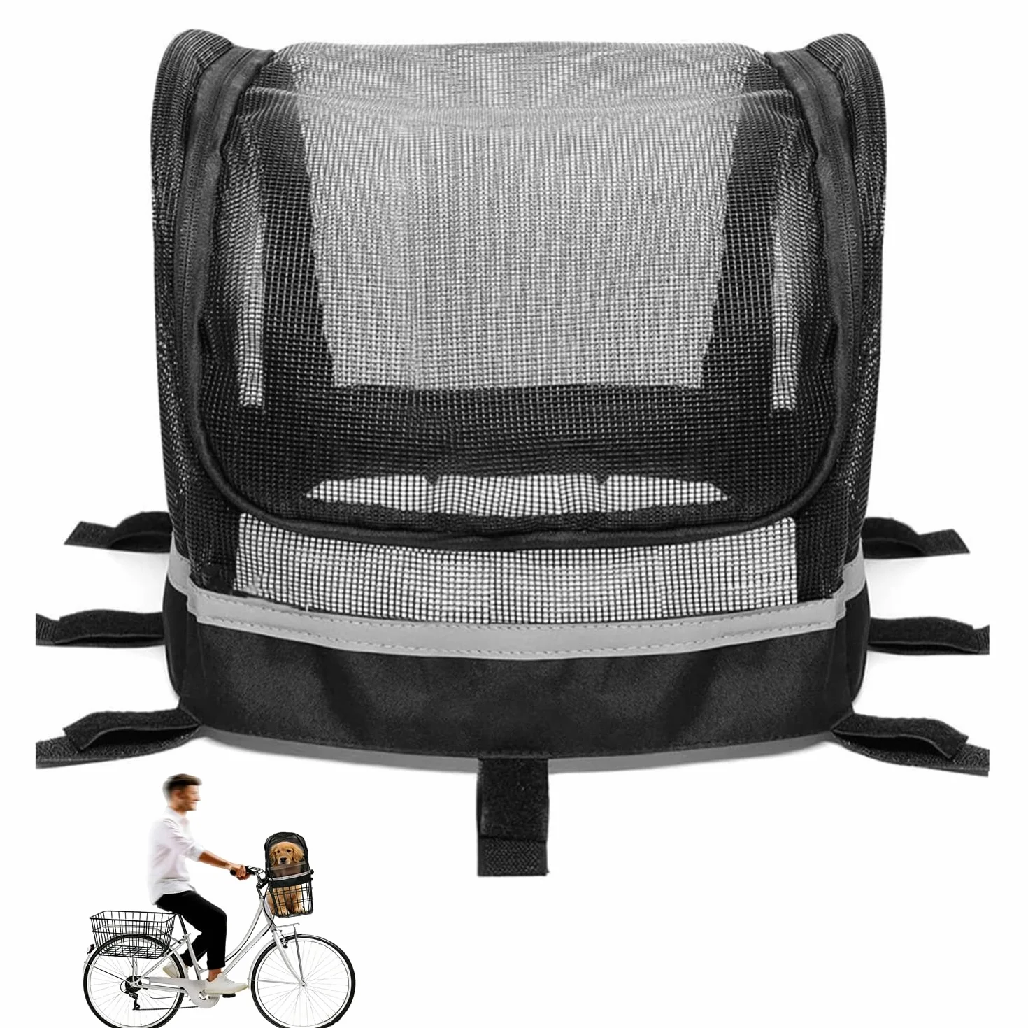 Coperchio di Protezione Cestino Bici Coperchio di Protezione per Cestino Anteriore Bicicletta Cestini per Animale Domestico Cani Pieghevole Staccabile per Cani Gatti Bici Cestino 29x24cm