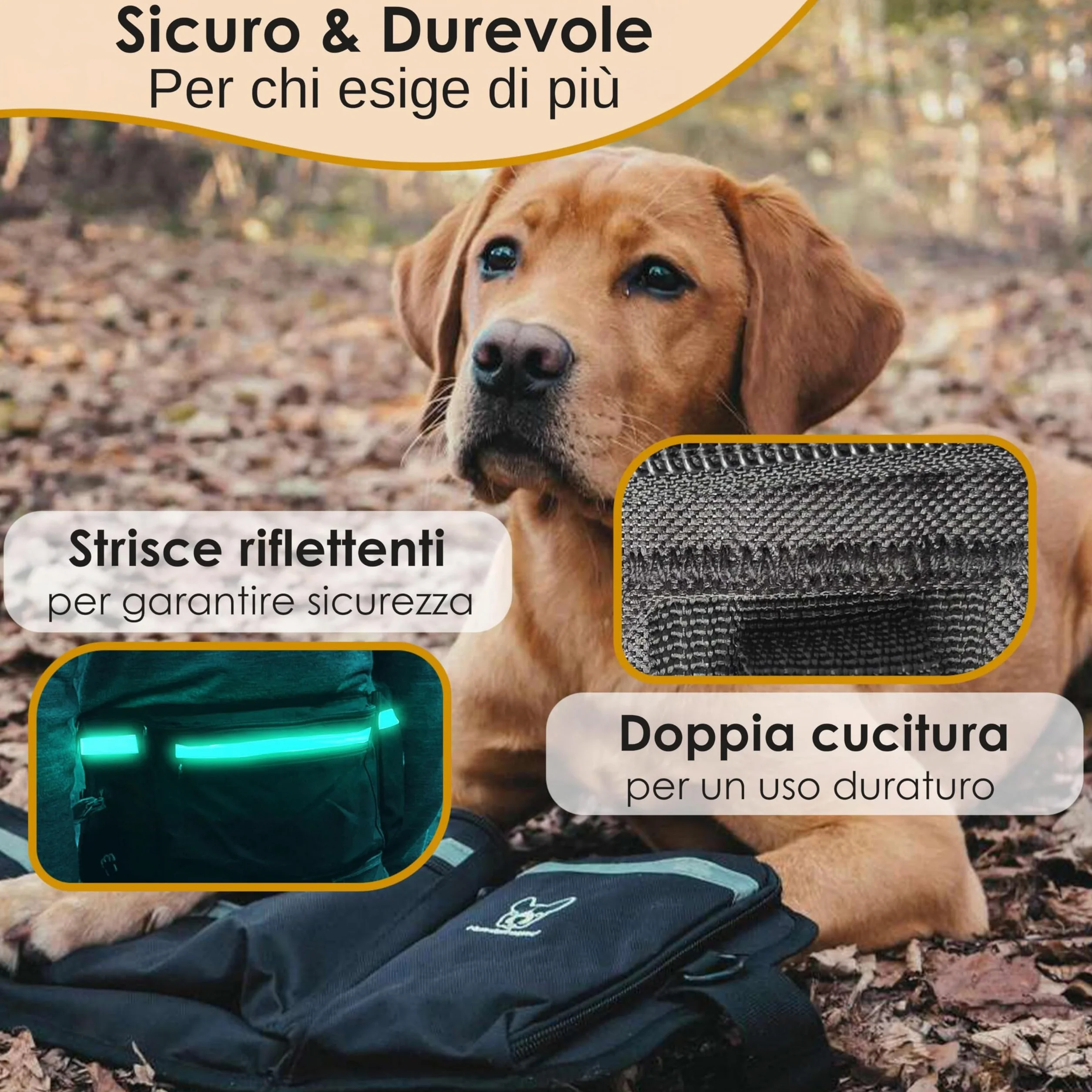 Hundefreund Borsa PortaSnack per Cani XXL - Tasca Ultra-Grande Riflettente con Cintura - Sacchetto di 58 cm per Passeggiate e Addestramento Canino