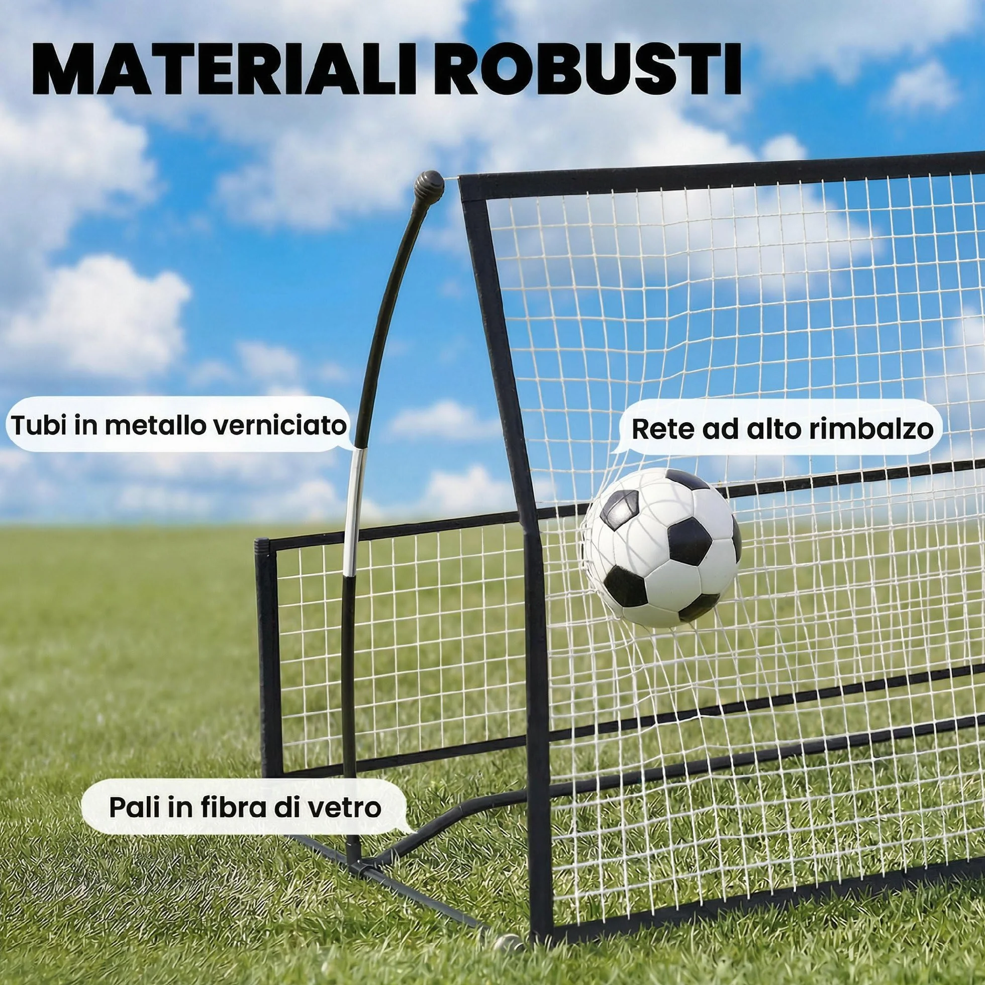 SPORTNOW 2 in 1 Rete di Rimbalzo per Calcio Pieghevole con Doppio Lato, Rete da Calcio Rimbalzante con Borsa per Trasporto, per Allenamento Baseball e Pallavolo, Nero