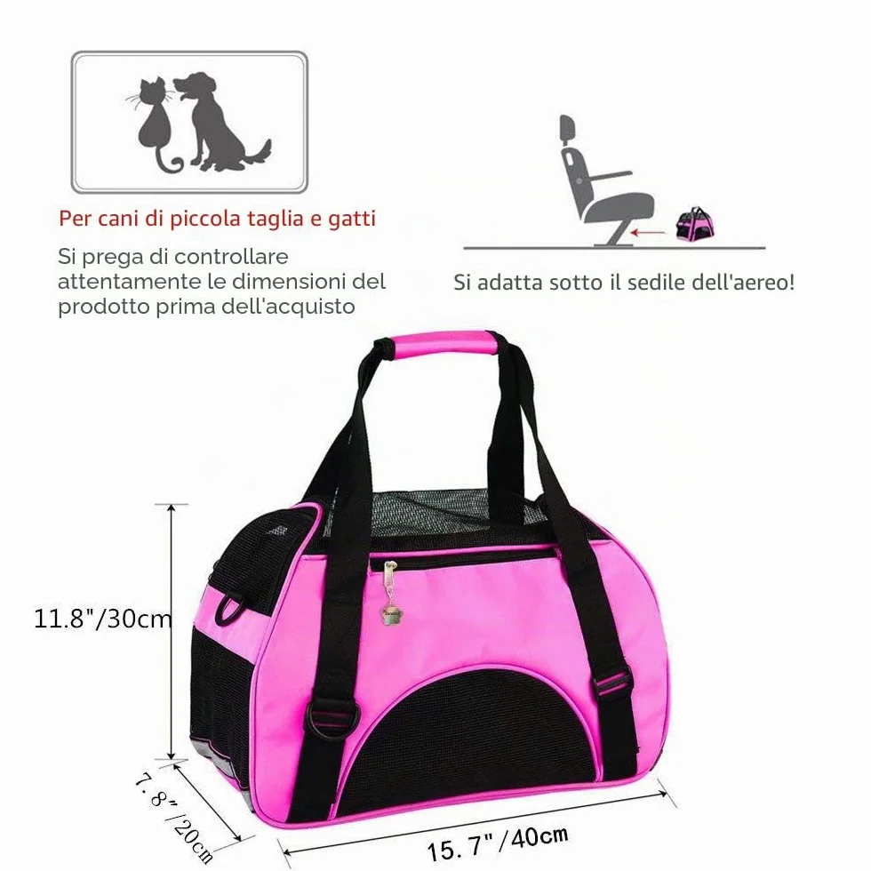 ZaneSun Borsa per il trasporto per gatti con lati morbidi per gatti, cani, cuccioli, comoda, portatile, pieghevole, approvata dalla compagnia aerea