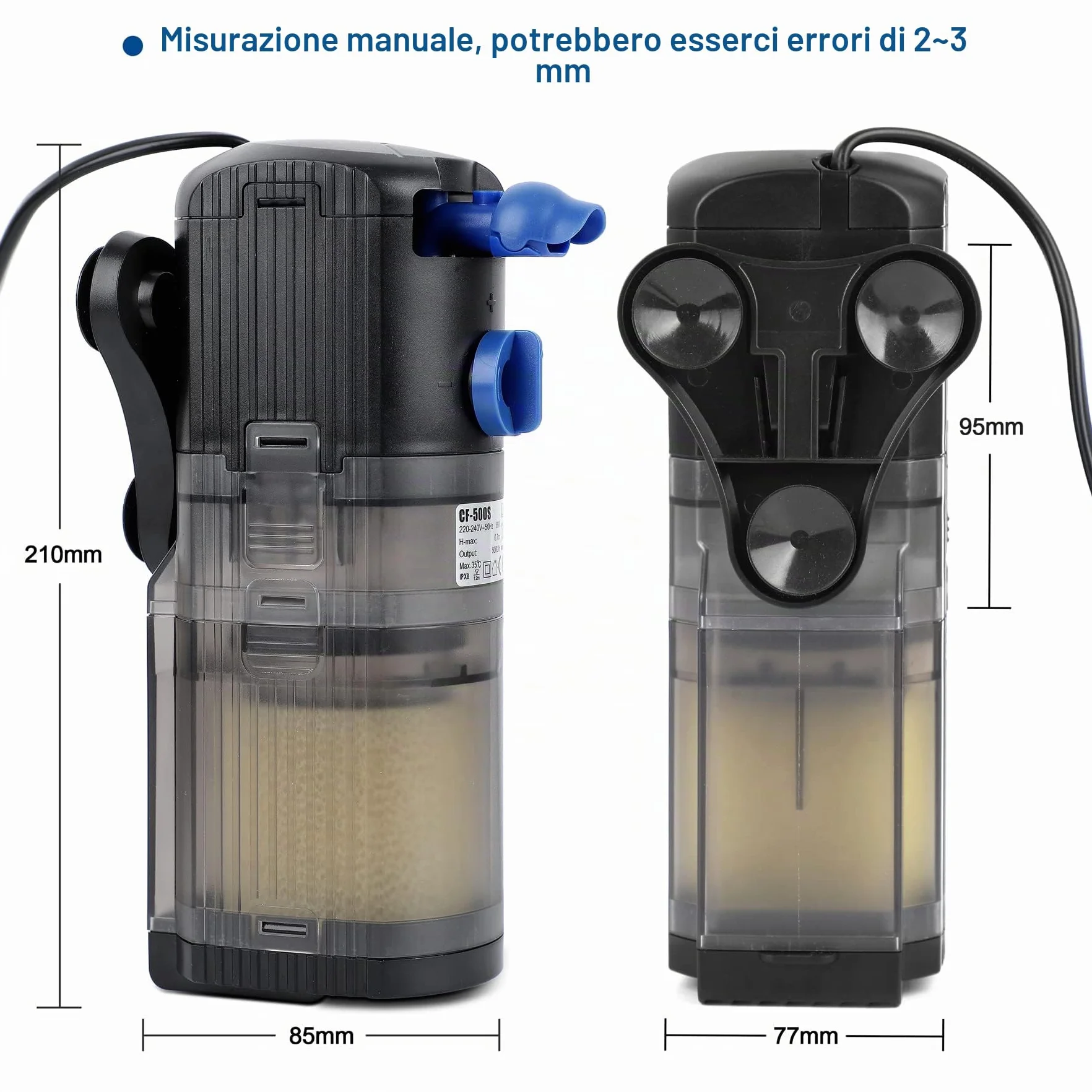 Forever Speed 3 in 1 Filtro Acquario Interno Flusso Regolabile Filtro per Acquario 500 L/H, Pompa Acquario per acquari da 40 a 120 L 8 W
