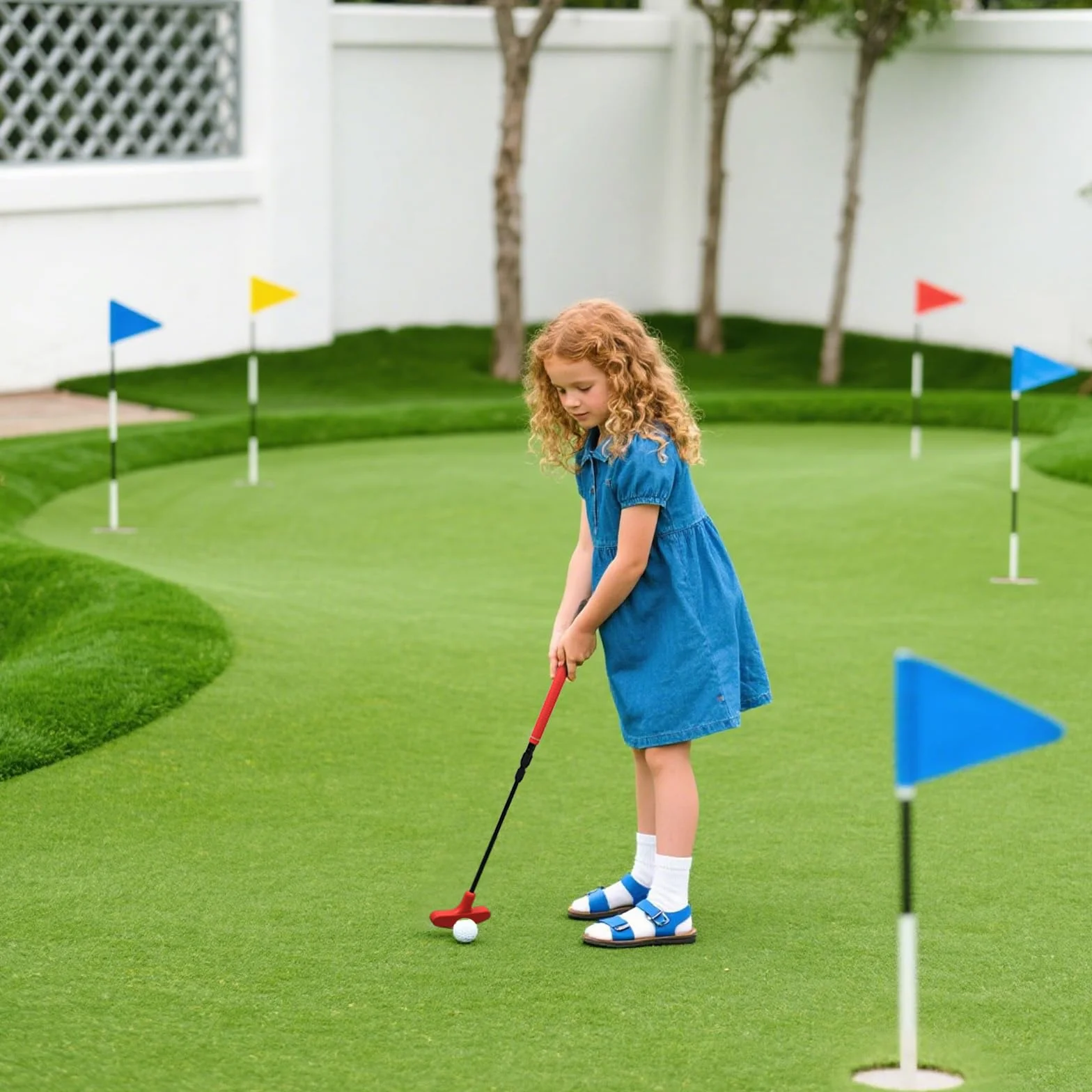 Set di putter da golf regolabile (rosso e blu) – ambidestro per mancini e destrorsi, mini set da golf professionale e accessori da golf per bambini e ragazzi