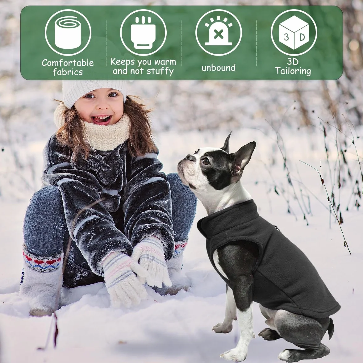 Maglioncino e Cappottino per Cani Taglia Piccola - Vestito per Cane e Gatto con Anello a D Nero M