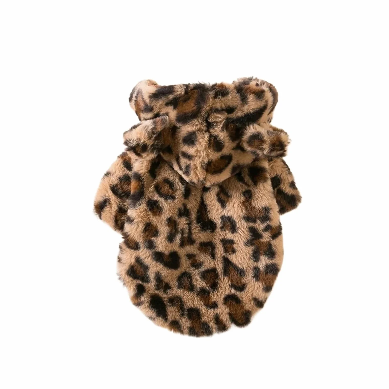 Vestiti Invernali for Cani, Caldi in Pile con Cappuccio, Cappotto Leopardato, Giacca, Abbigliamento for Bulldog Francese, Costumi for Animali Domestici(Brown,L)