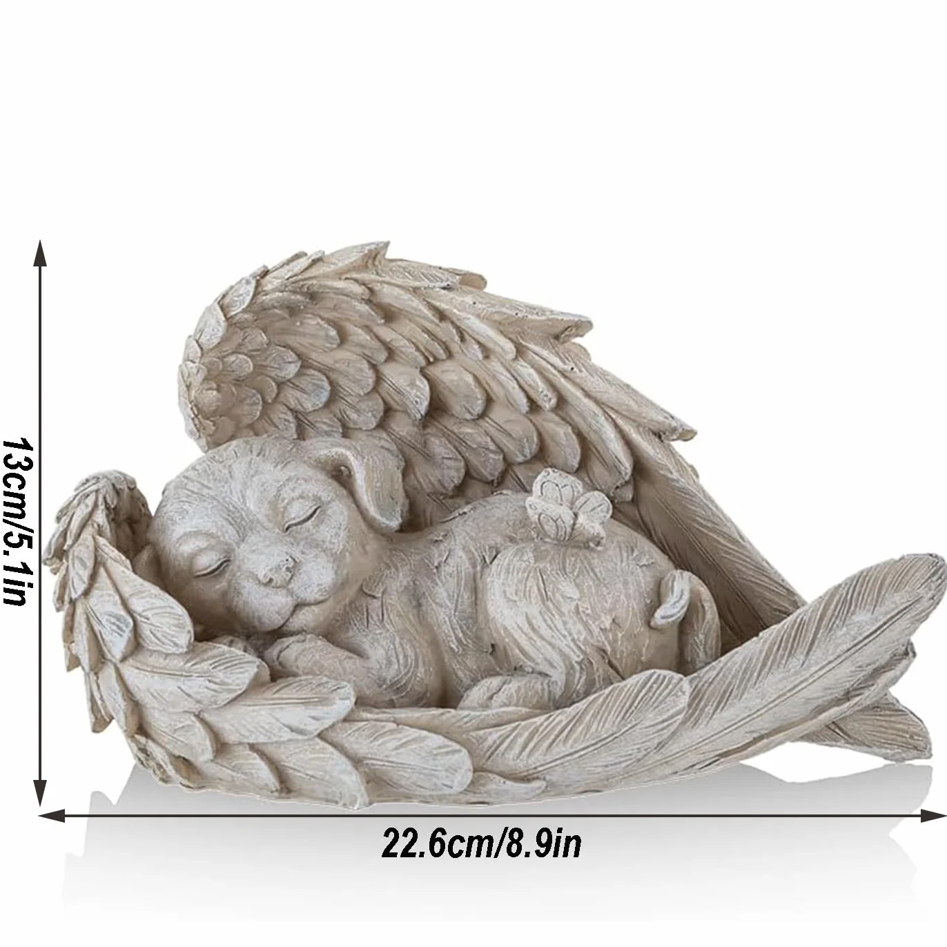 Statua Angelo Dormiente per Cane Gatto in Resina Commemorativa Giardino Casa (Grande cane)