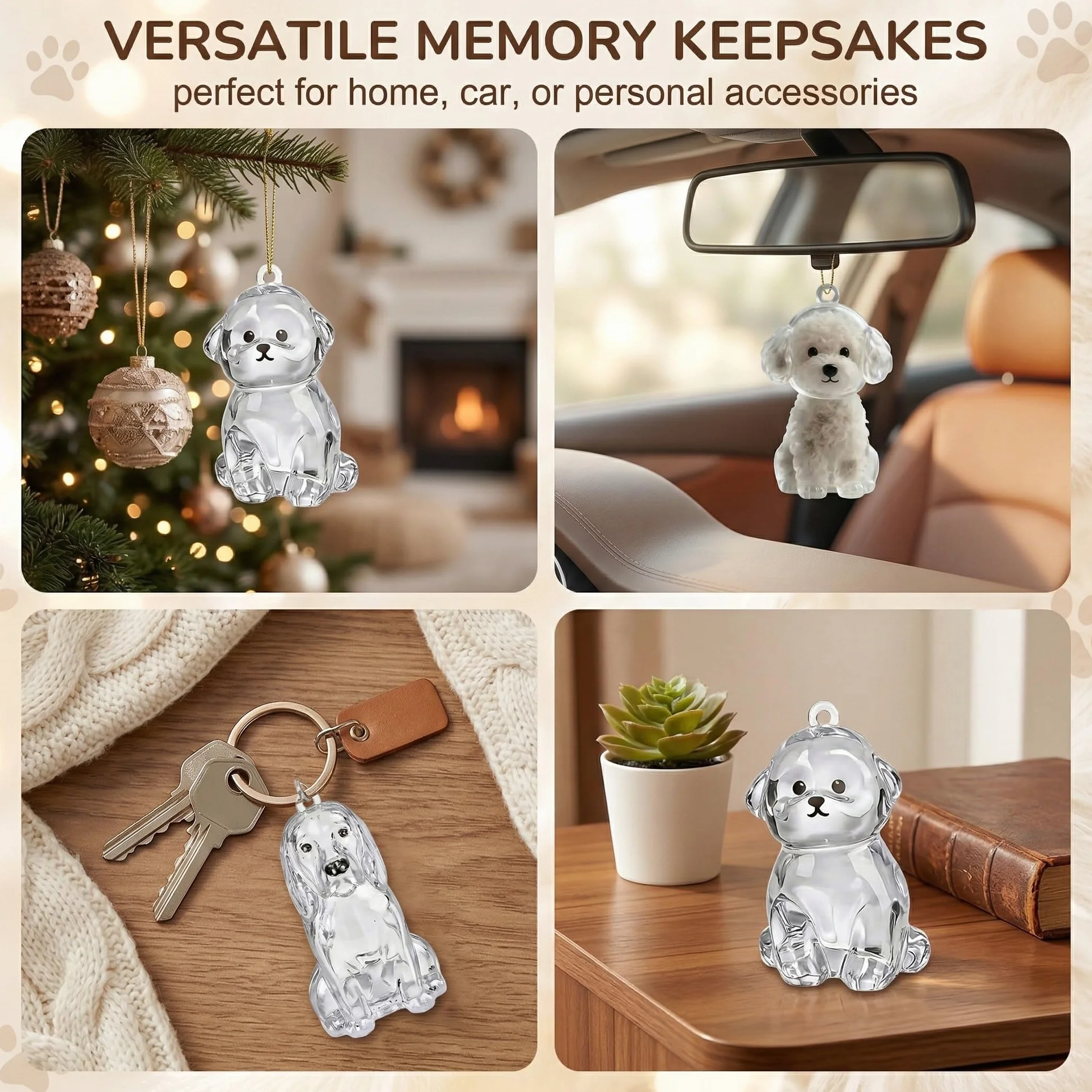 Set di 3 Ciondoli Porta Pelo Cane Ricordo, Mini Contenitore Commemorativo per Peli Animali (Teddy, Bichon e Golden Retriever), Souvenir Portatile in Plastica per Amanti dei Cani