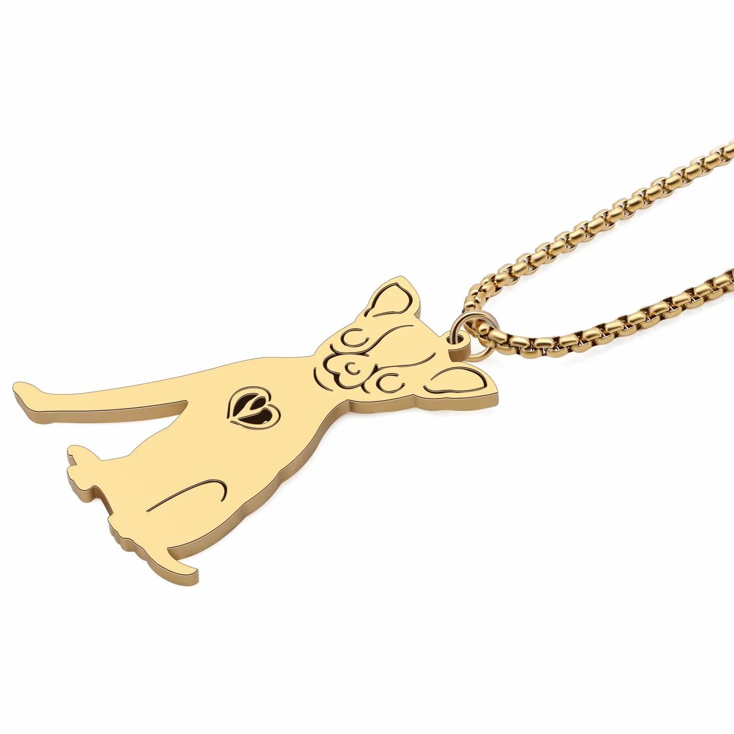 Cane Collana Acciaio inossidabile placcato oro 18K Ciondolo per donne ragazze Regali gioielli