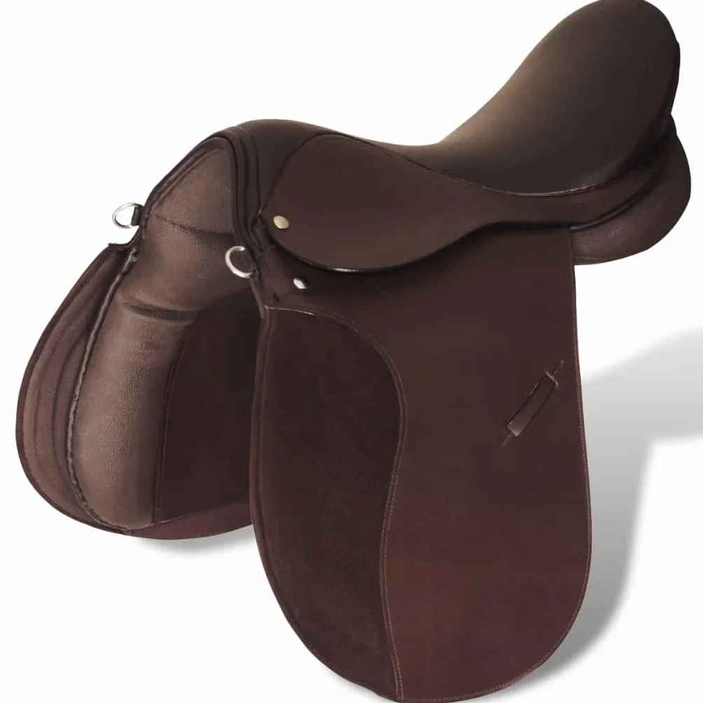 vidaXL Set di sella per equitazione 5-in-1 in vera pelle 47,5 cm/16" Tack Set 2 colori