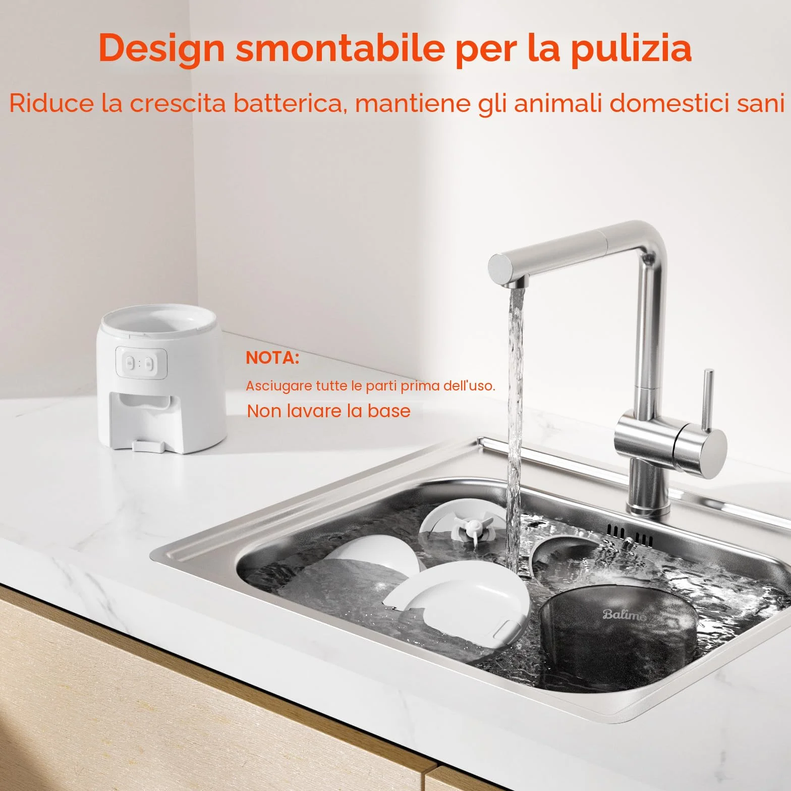 Balimo Distributore Automatico Cibo Gatti, 2.4G WiFi Dispenser Crocchette Gatto, 3L Distributore Automatico Cibo Cani, Adatto Controllo App, Da 1 a 10 Pasti al Giorno, Adatto Per Cani e Gatti, Bianco