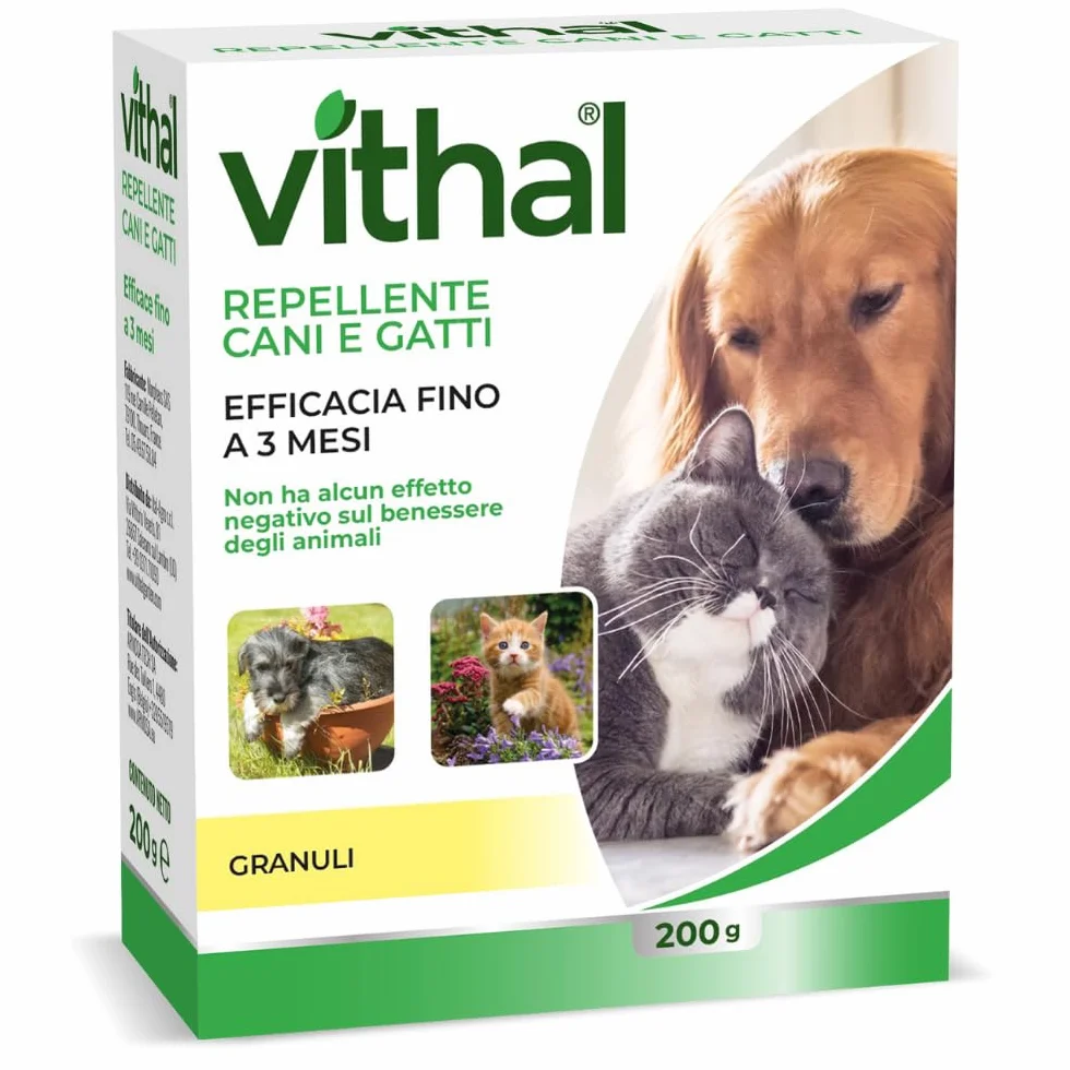 VITHAL Repellente Cane e Gatto in Granuli 200gr - Protezione Superfici e Ambienti Interni e Esterni, Fino a 3 Mesi