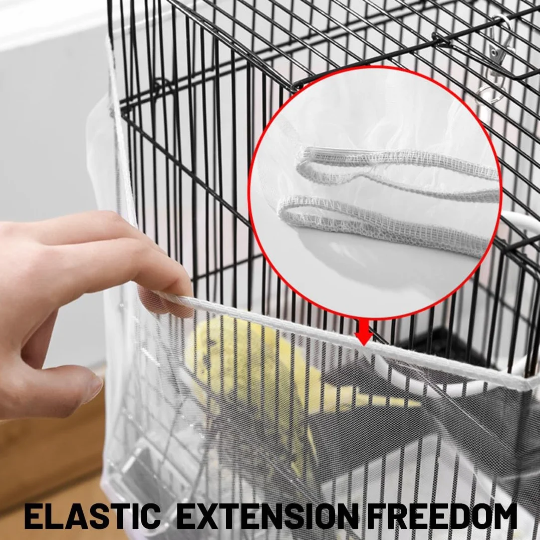1pz Copertura per Gabbia, Copertura in Rete, Copertura per Gabbia Uccelli Copertura in Rete per Gabbia Uccelli di Nylon con Cattura di Piume Semi Protezione Gonna Morbida Ariosa per Parrocchetto