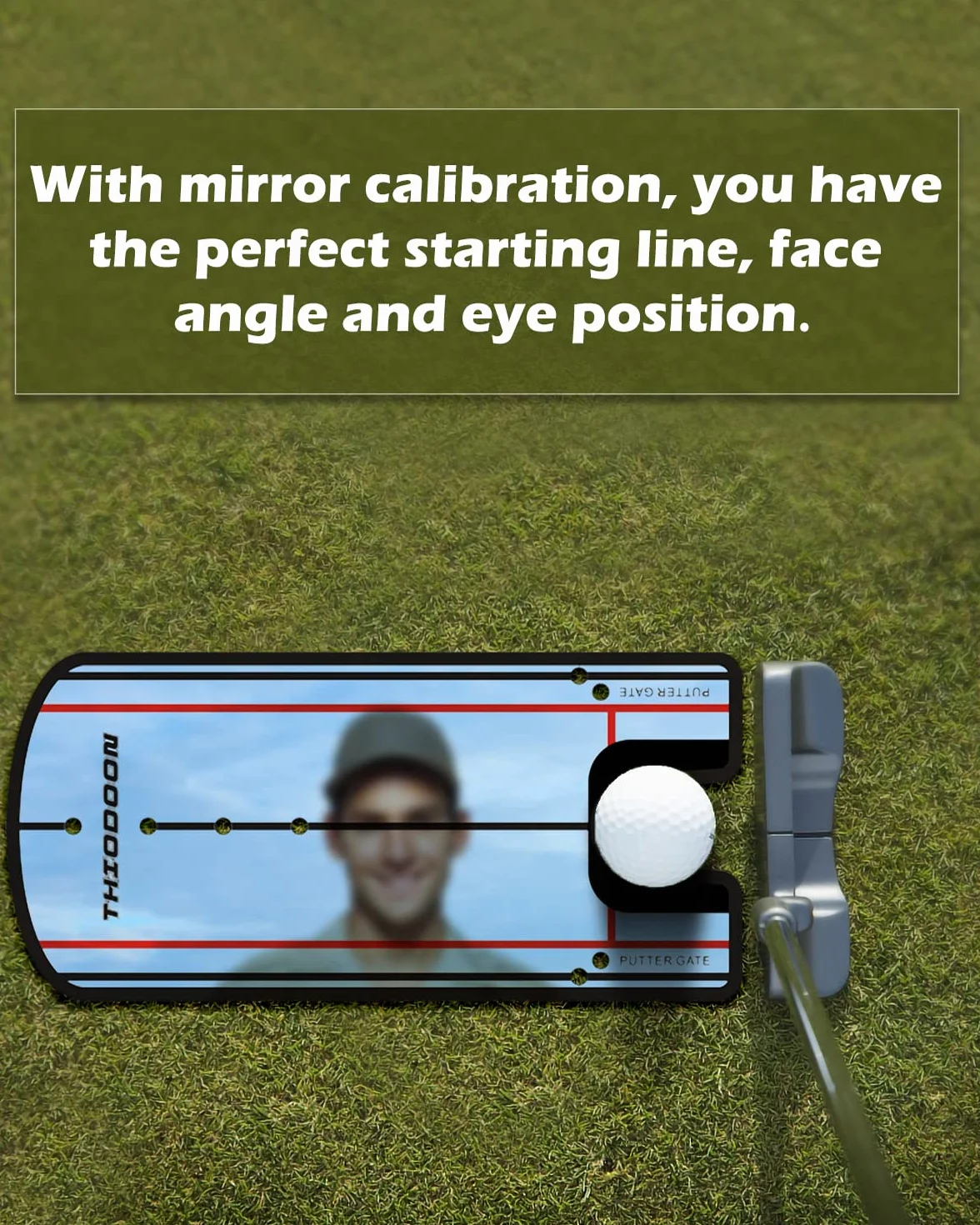 THIODOON Golf Putting Alignment Mirror - Line Putting Mirror Training Aid - Size 12 x 6 Inches