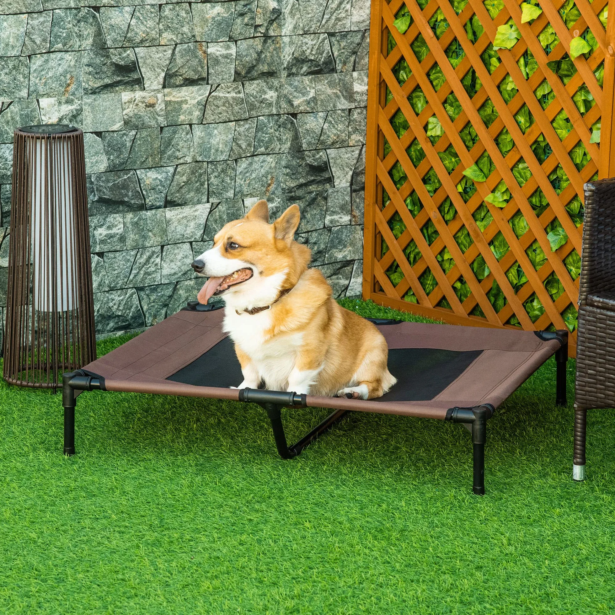 PawHut Brandina per Cani in Metallo e Tessuto Oxford Traspirante 92x76x18 cm Marrone e Nero