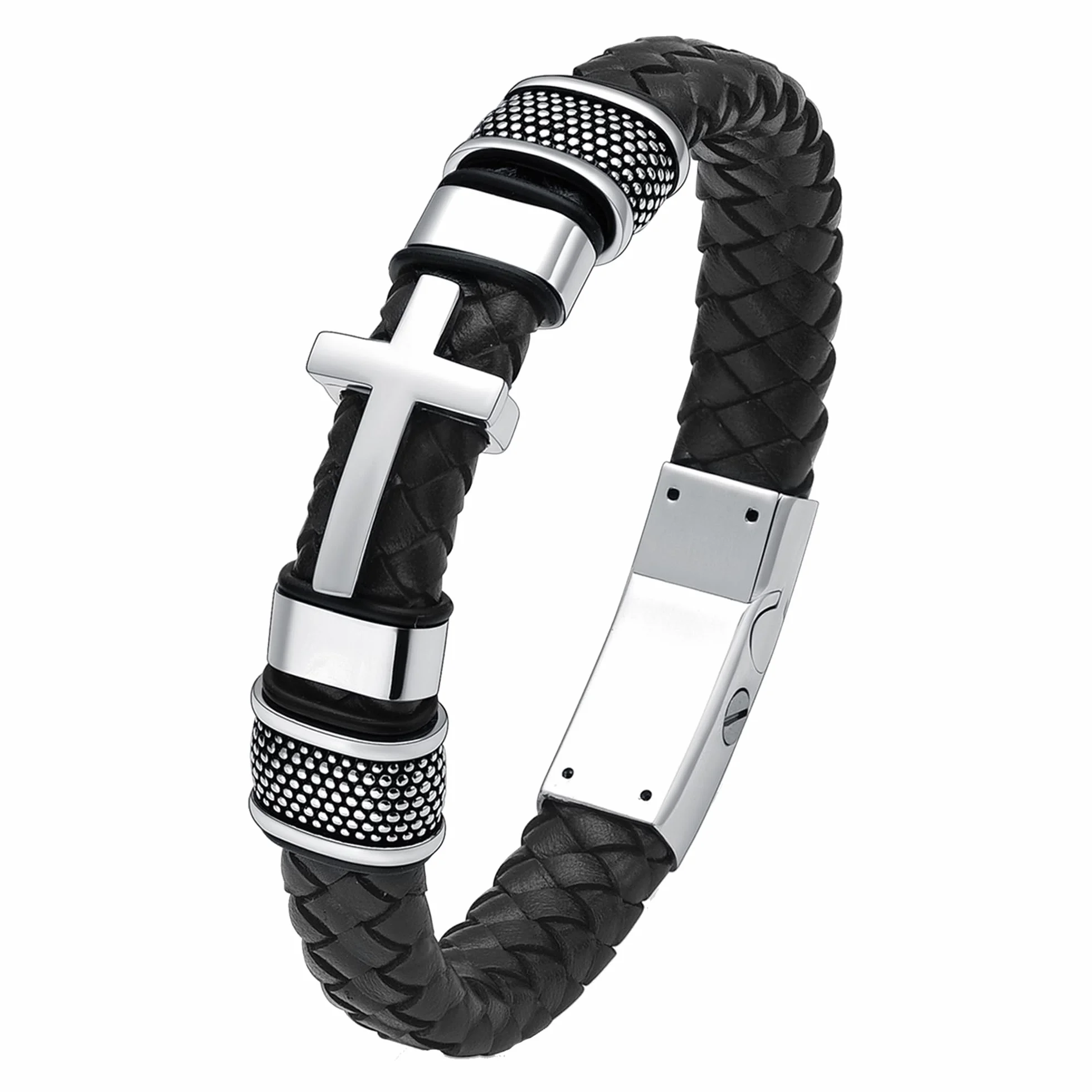 Bracciale a forma di croce per cenere, in vera pelle, con cenere commemorativa, gioielli, urna, ricordo