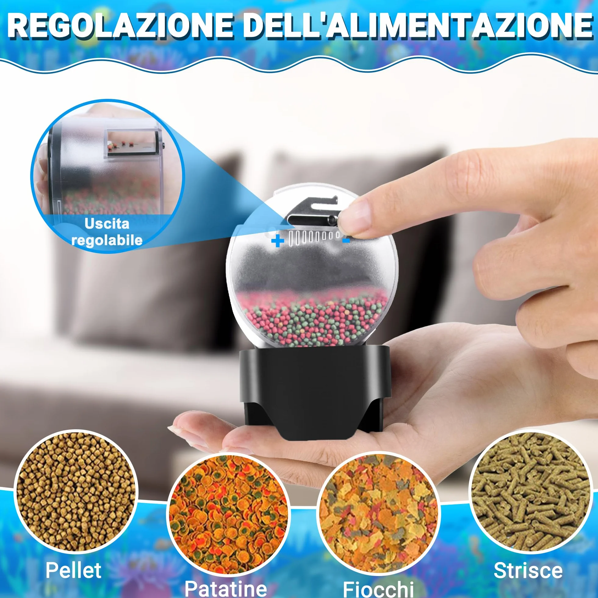 Ycozy Mangiatoia Automatica Acquario Distributore Automatico di Cibo Alimentatore di Pesce per Acquario & Serbatoio Mangiatoia per Pesci e Tartarughe | Resun AF2020