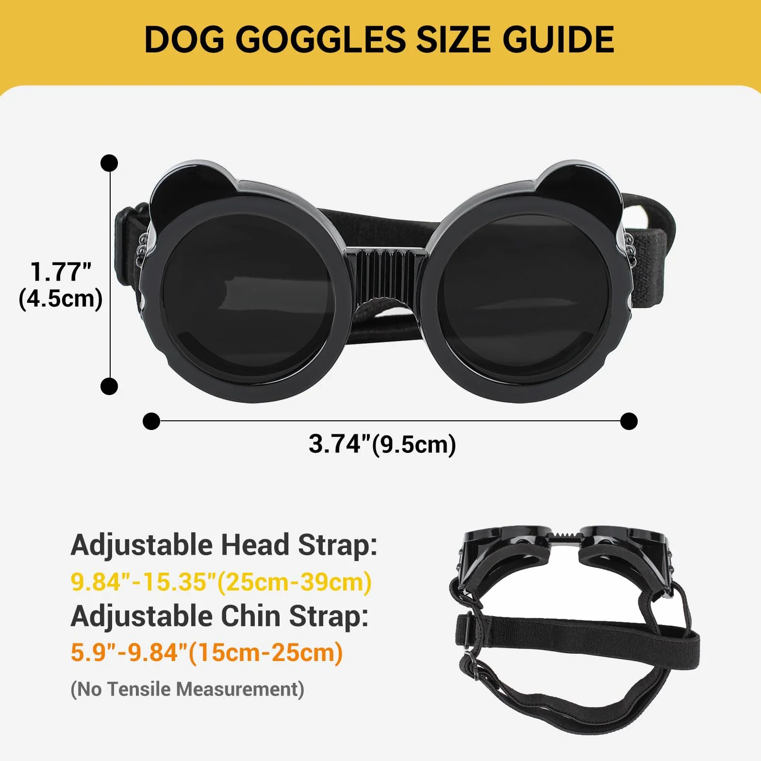 NAMSAN Occhiali da Sole per Cani di Piccola Taglia - Montatura Rotonda, Protezione UV - Nero