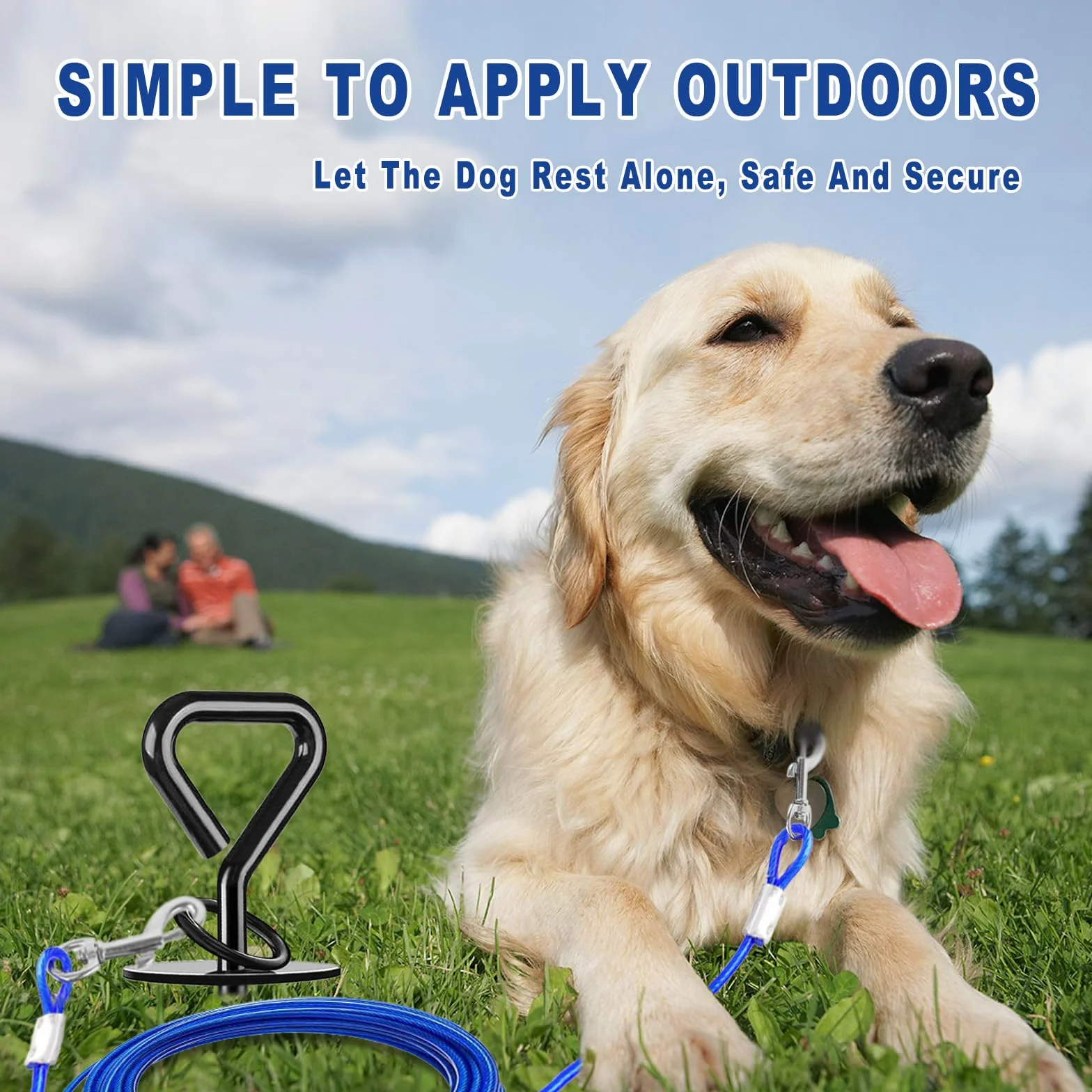 Cane Groud Achor, lama Siral da 12 mm per cani fino a 220 l Camig Groud Achor per cani per la protezione da spiaggia e all'aperto, nero