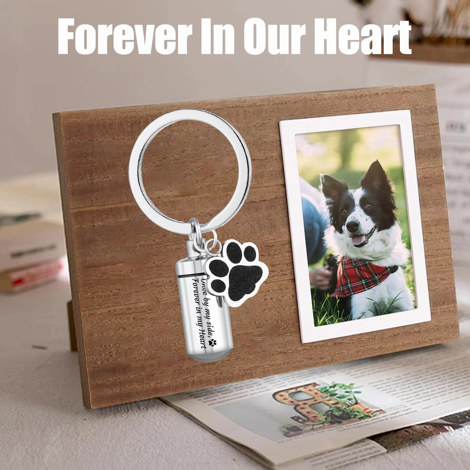 Gioielli Cremazione Animali Domestici,Ceneri Ciondolo Stampa Zampa Animali Domestici Portachiavi Cenere,Urna Forma Cuore Gioielli Commemorativ per Ceneri di Animali Domestici Cane Gatto