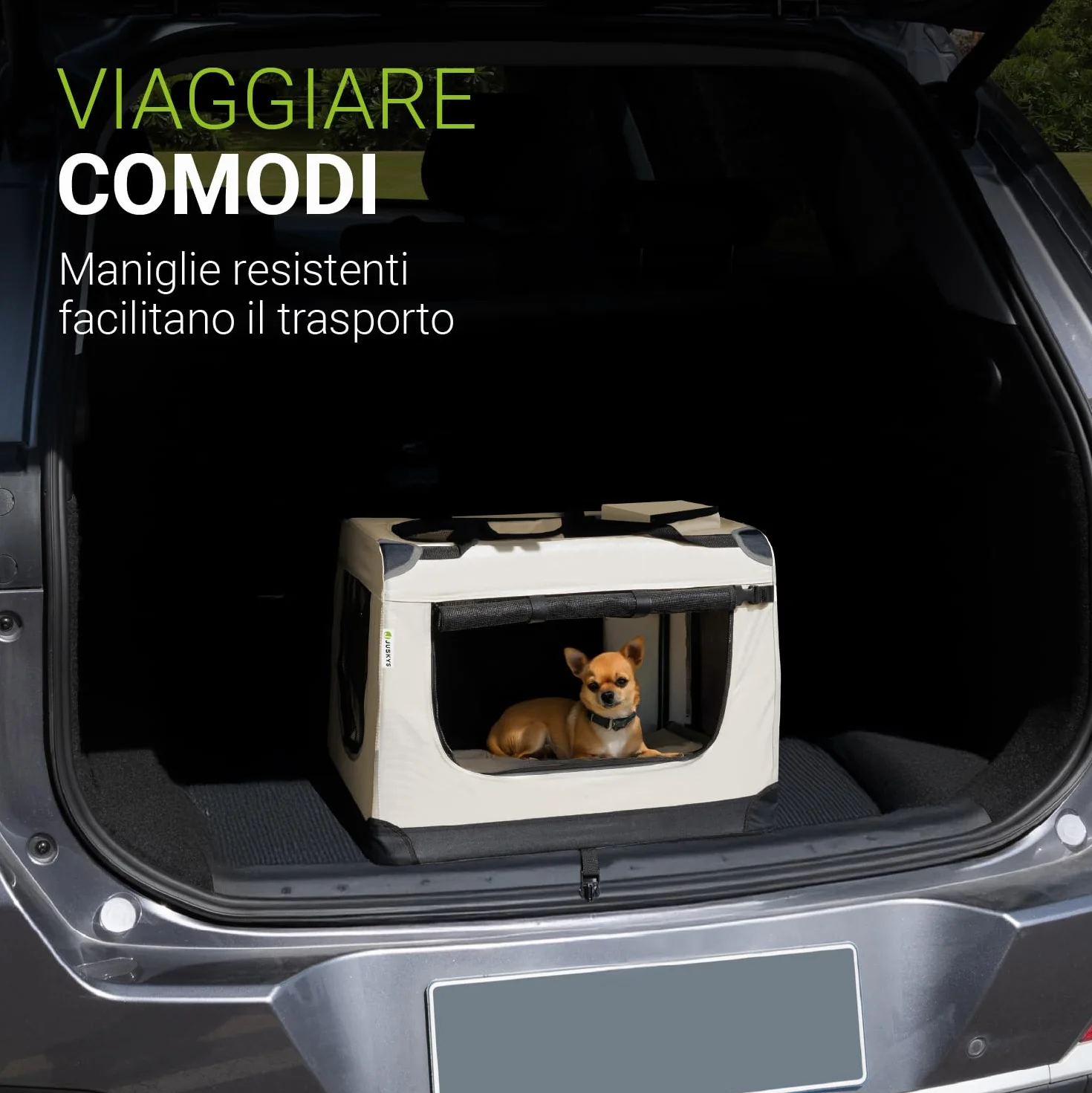 Juskys Trasportino per Cani Lassie S pieghevole e portatile 34x50x36 cm con coperta, borsa e maniglie - trasportino pieghevole per cani, gatti e animali domestici - tessuto Oxford - Beige